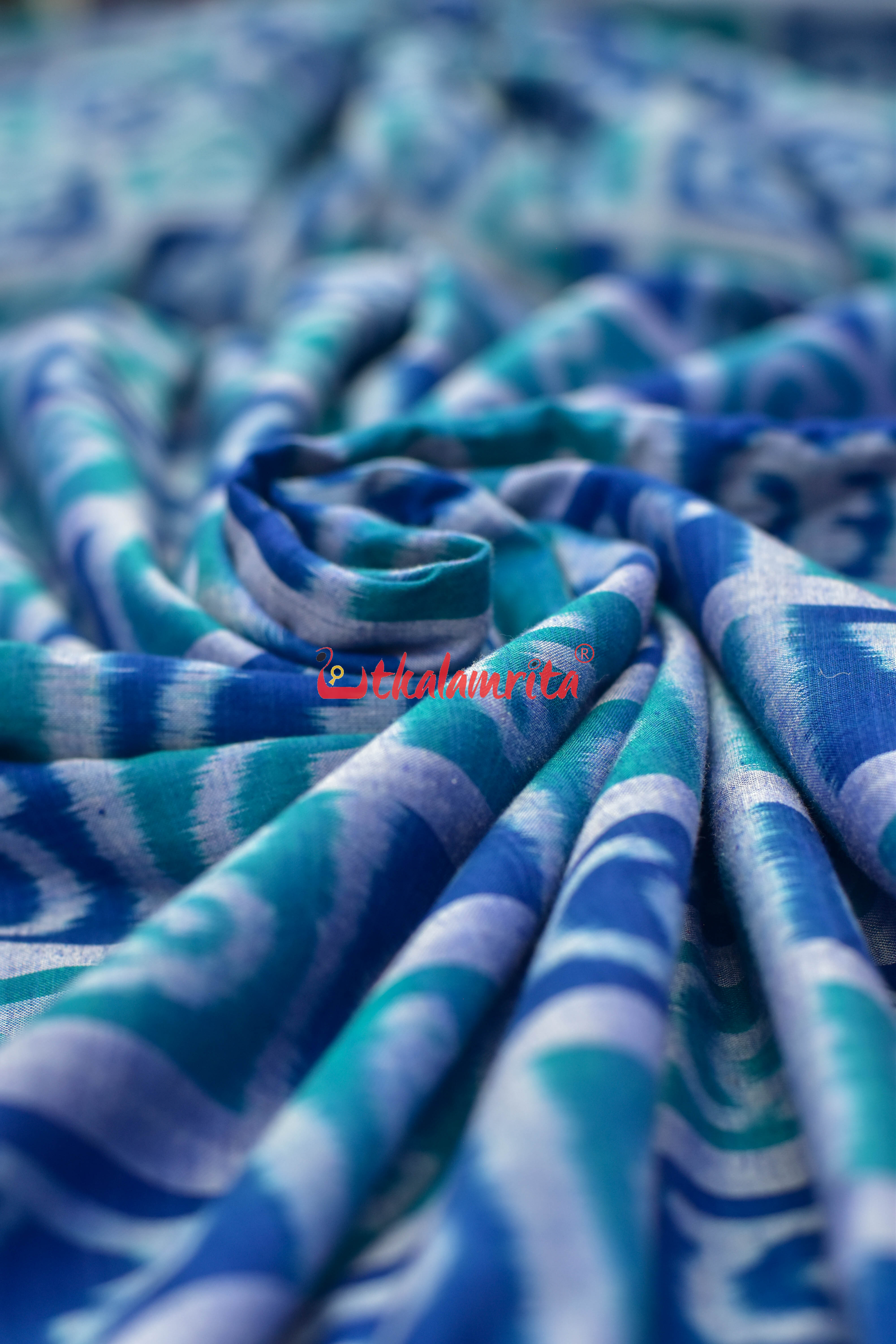 Odia Alphabet Blue Teal Sambalpuri Cotton (Fabric)