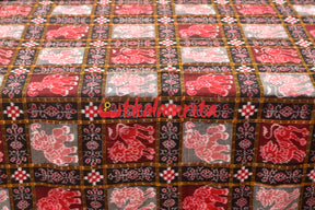 Red Black Elephants Cotton (Fabric)