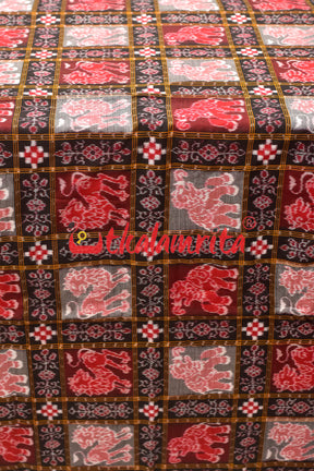 Red Black Elephants Cotton (Fabric)