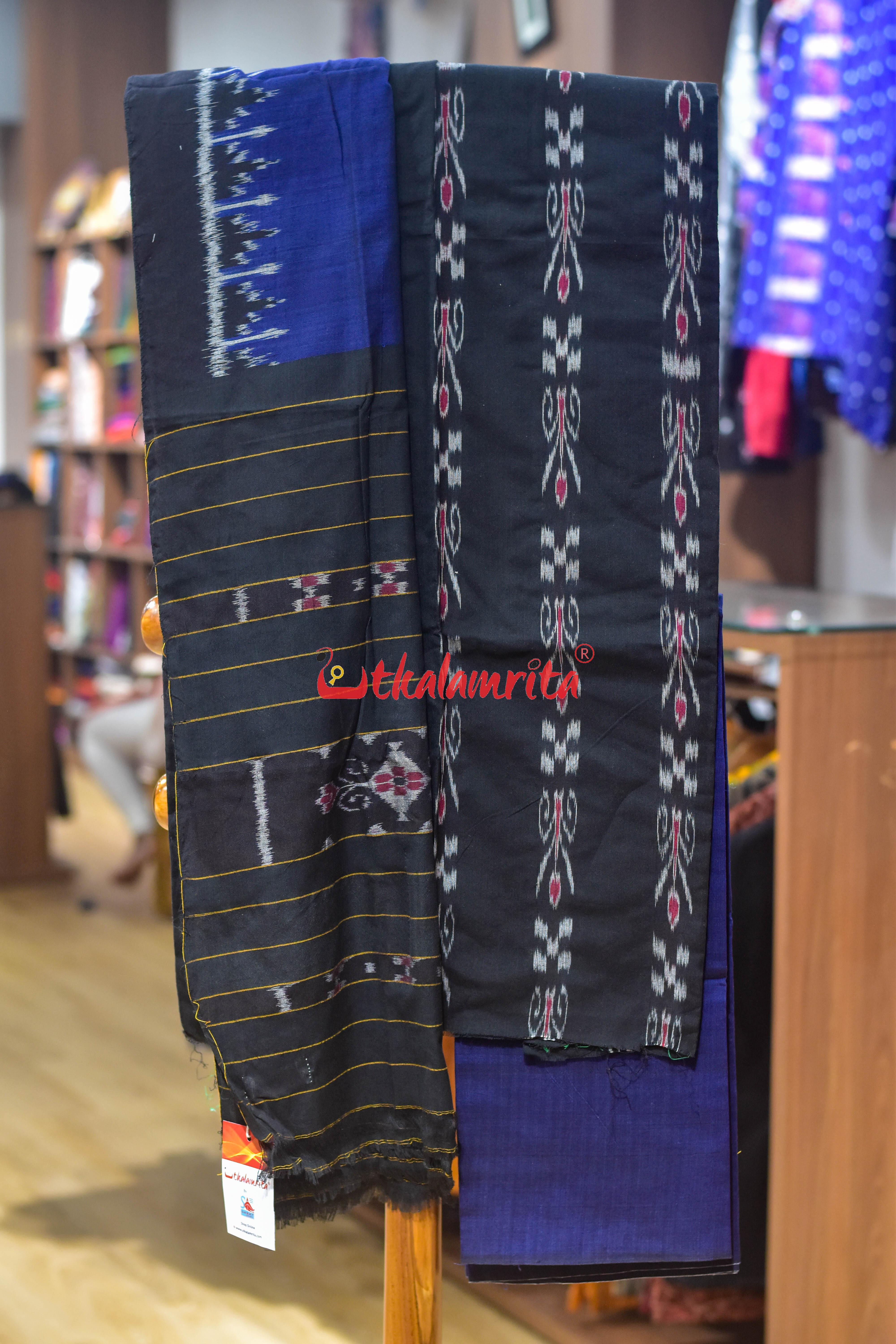 Black Blue Pasapali and Kadha Dress Set