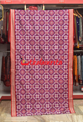 Purple Red Sambalpuri Joint Pasapali Silk Saree