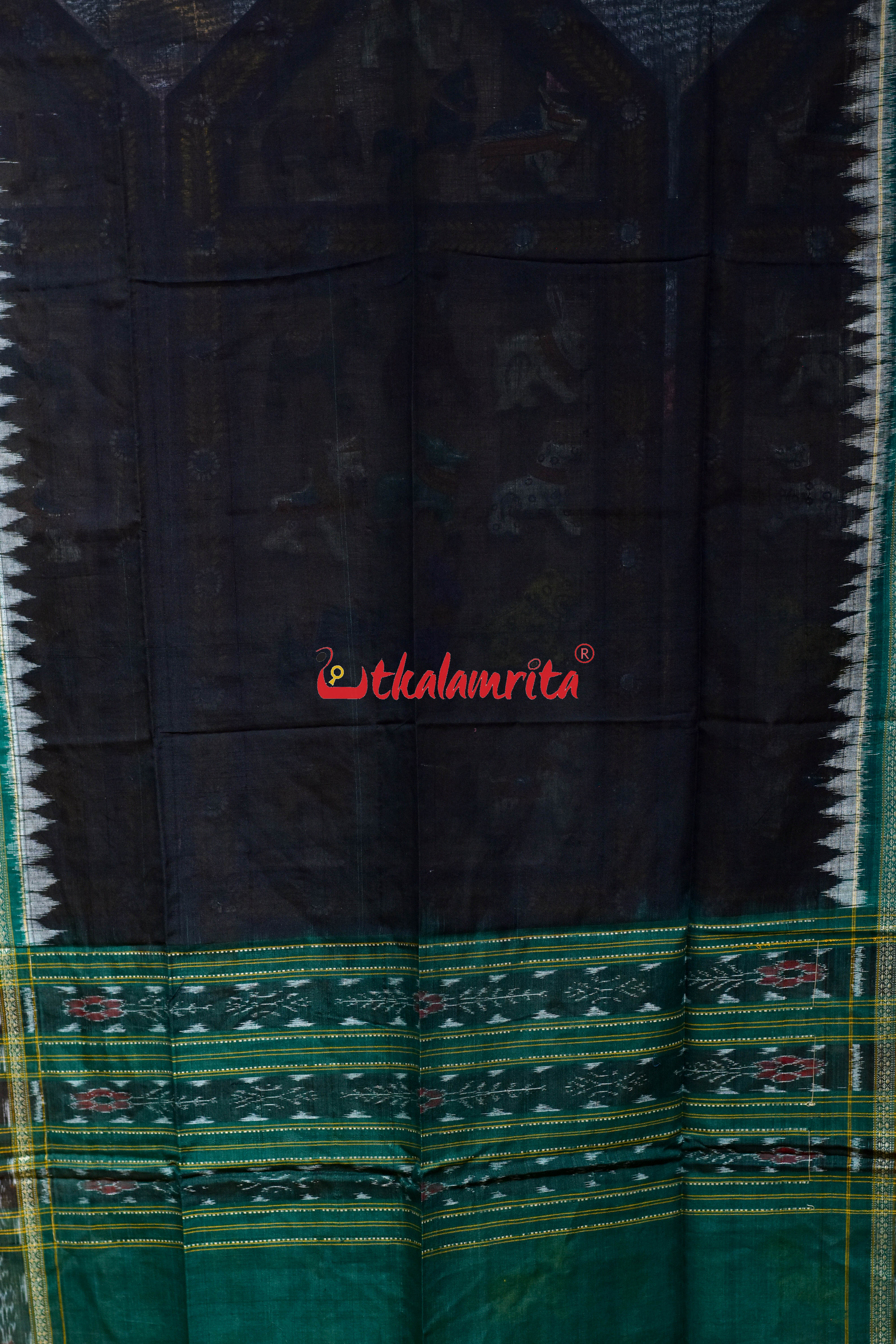 Black Green Flower Bandha Cotton (Dupatta)