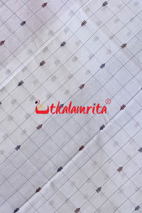 White Fish Blocks Ganga Jamuna Sambalpuri Cotton Saree