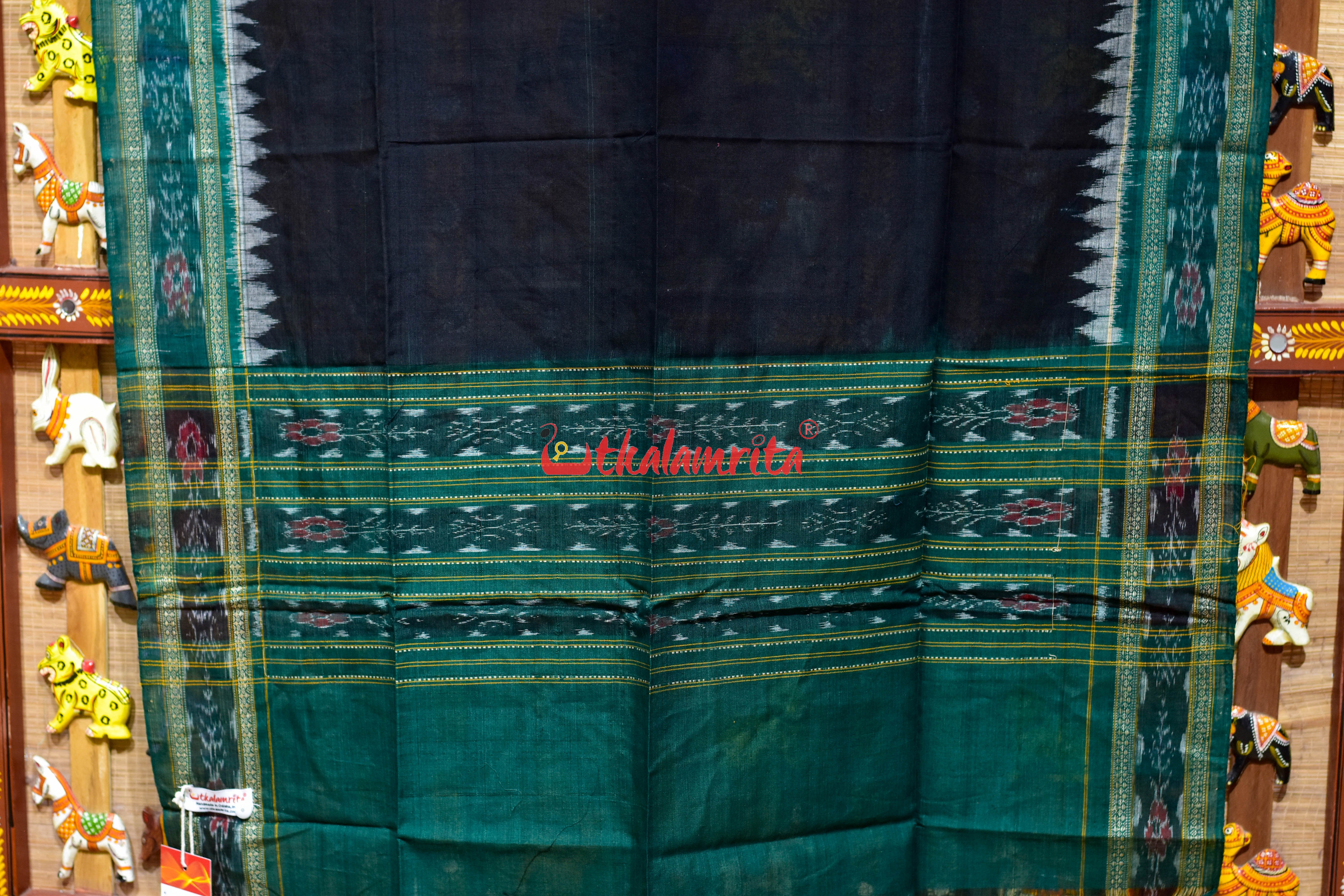 Black Green Flower Bandha Cotton (Dupatta)