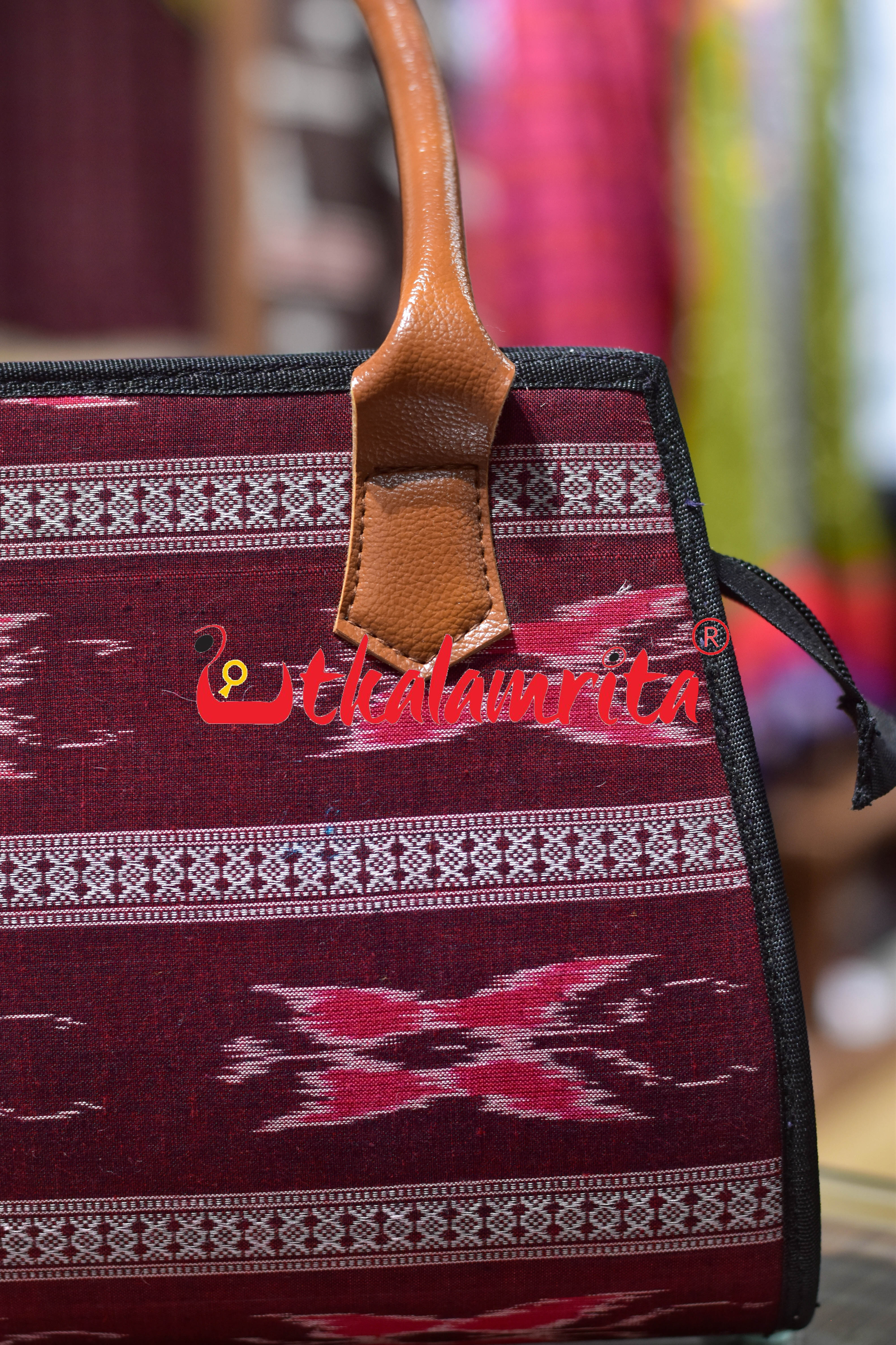 Maroon Butterfly Trapezium Vanity Bag