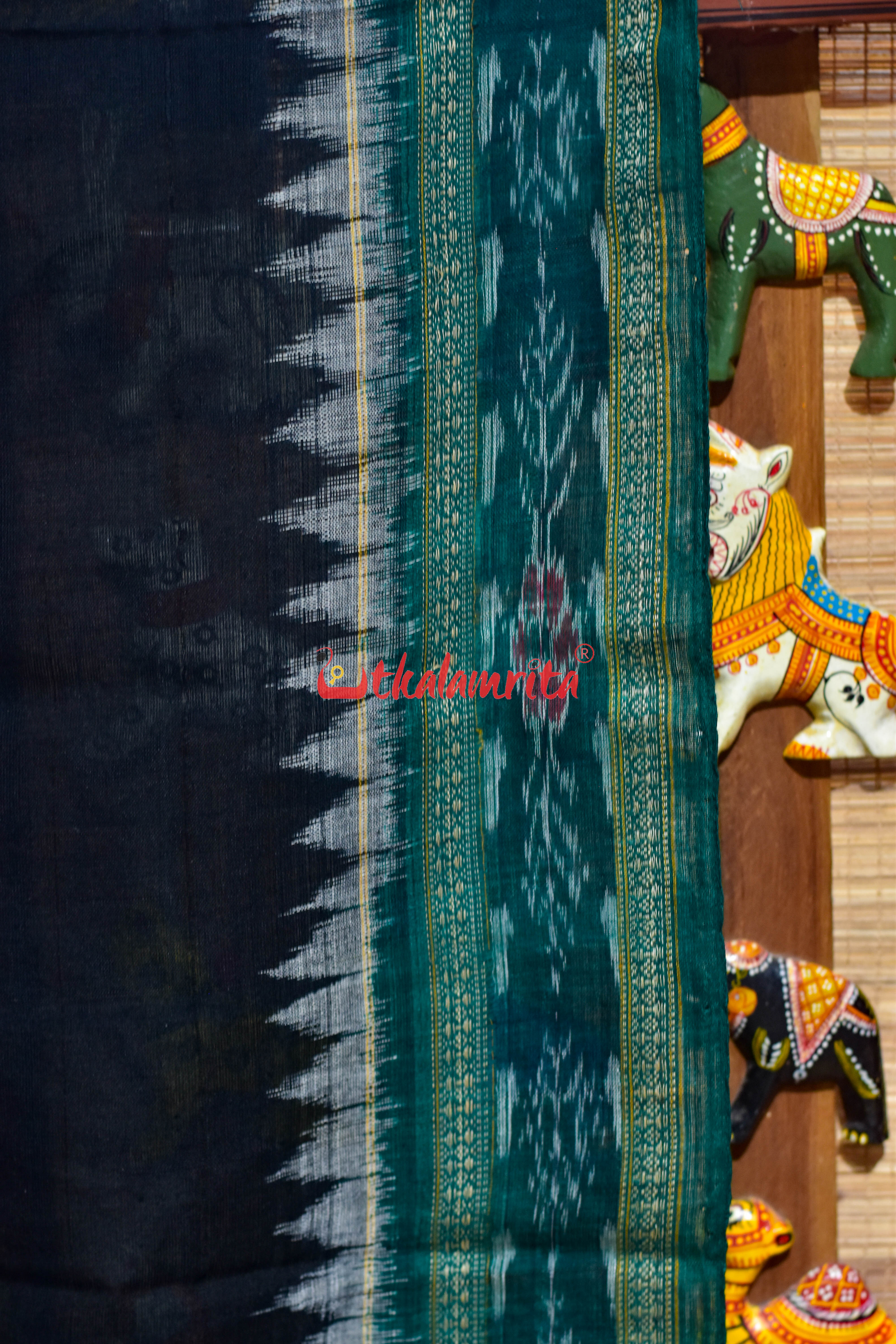 Black Green Flower Bandha Cotton (Dupatta)