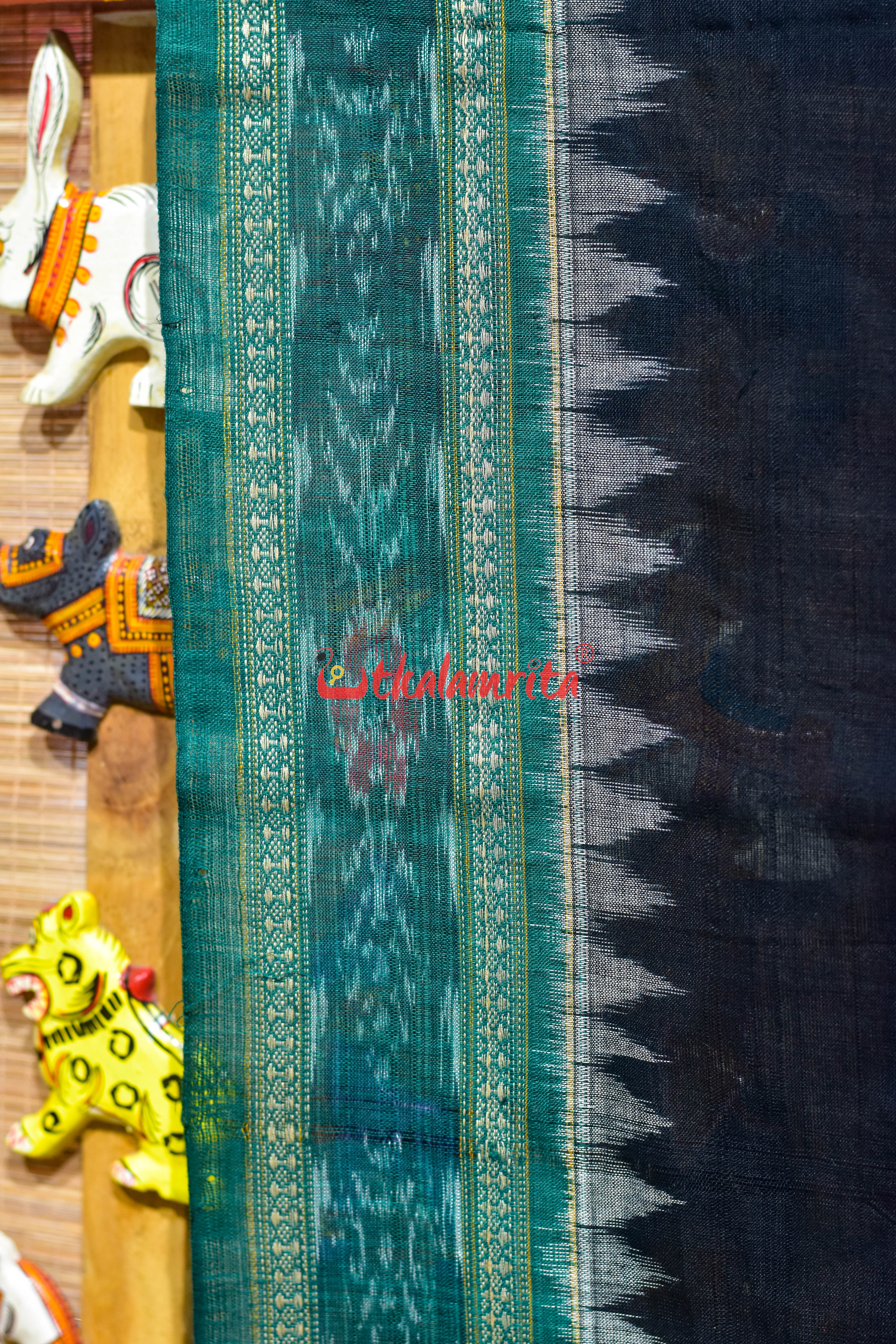 Black Green Flower Bandha Cotton (Dupatta)