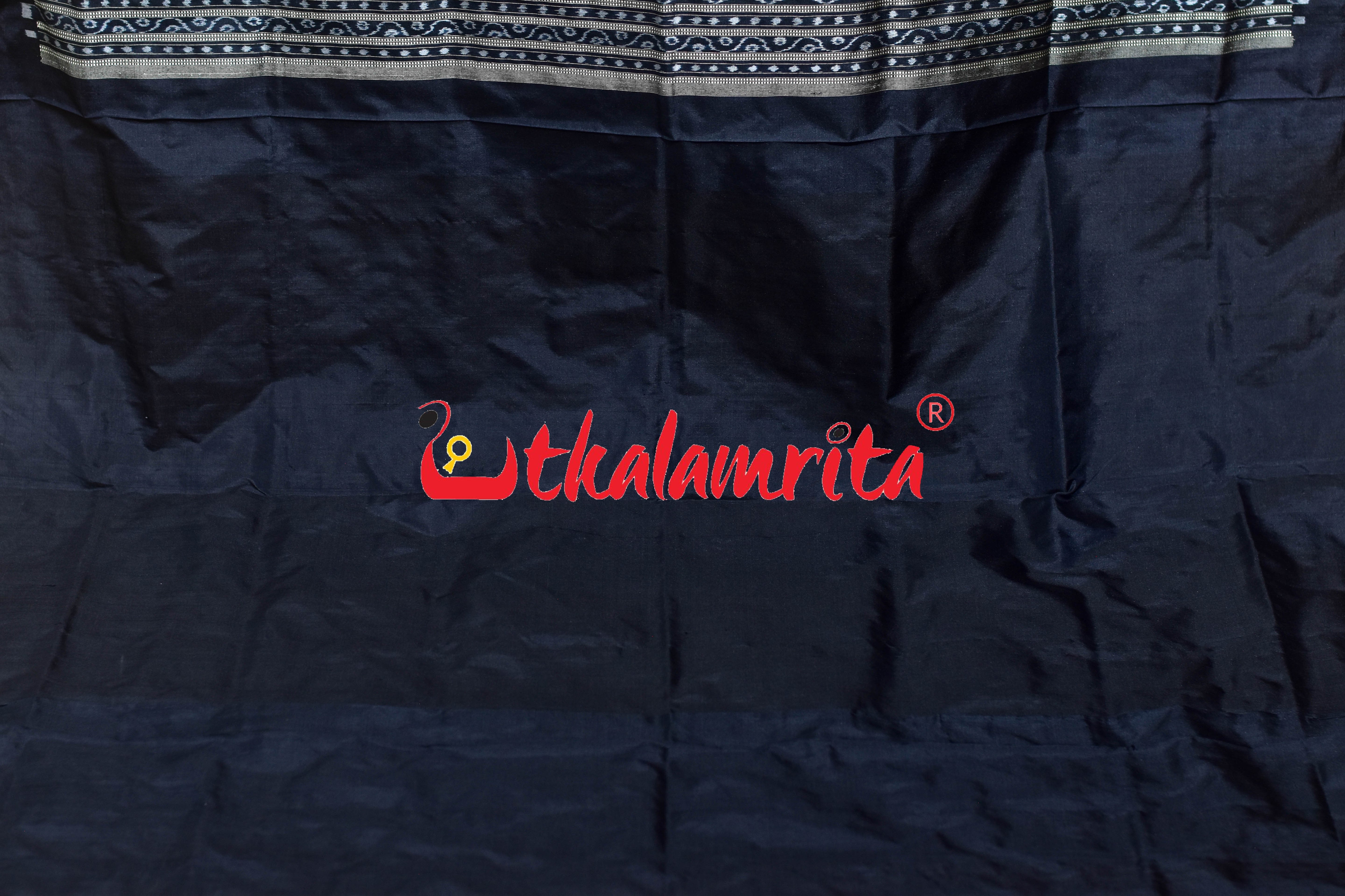 Black White Dhadi Lata Sambalpuri Silk Saree