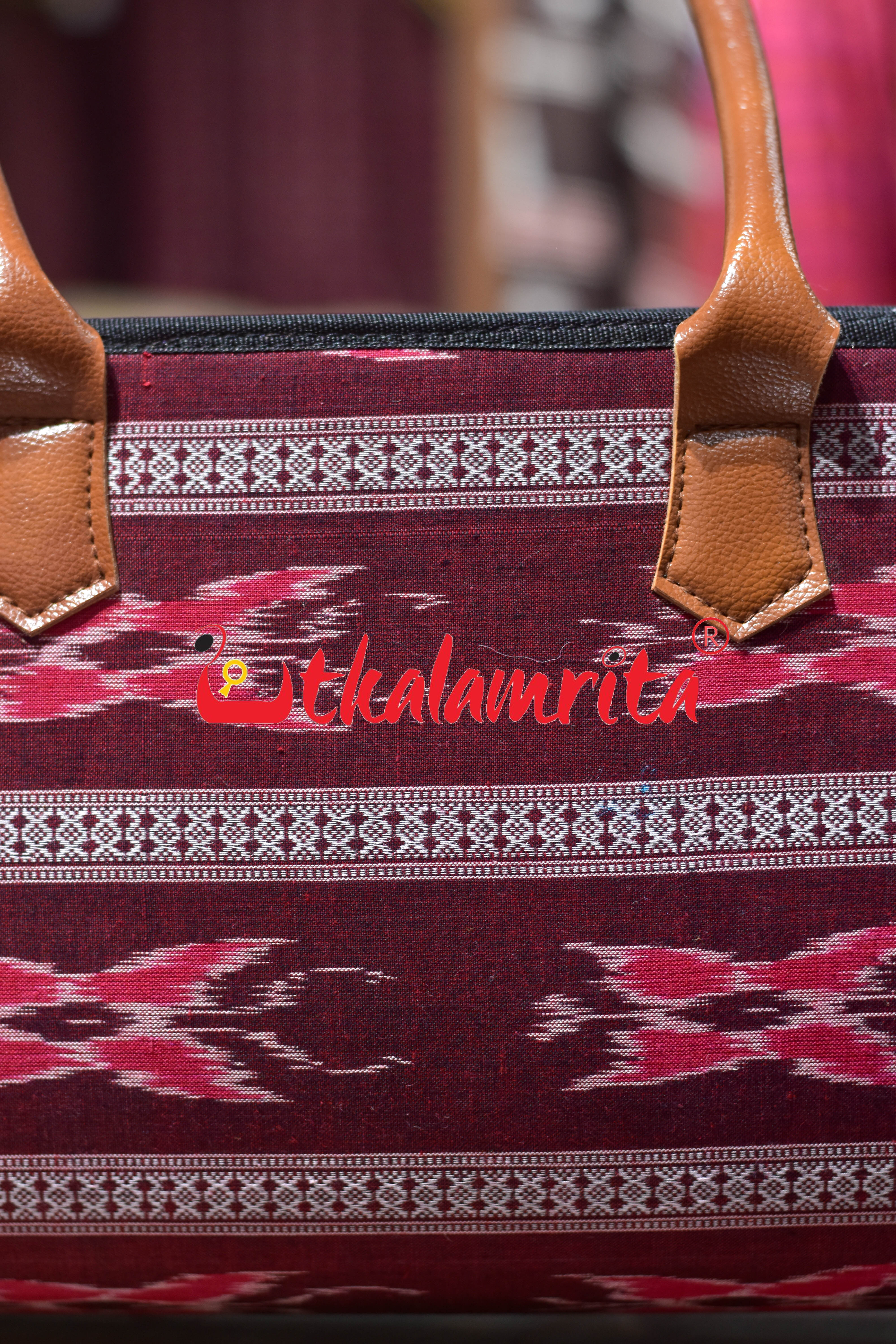 Maroon Butterfly Trapezium Vanity Bag