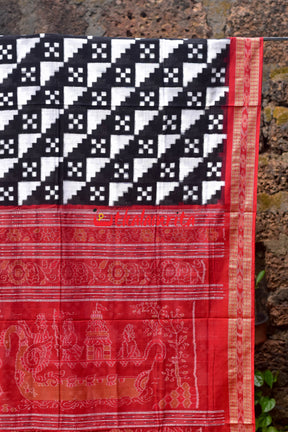 Diagonal Pasapali Black White Cotton Saree