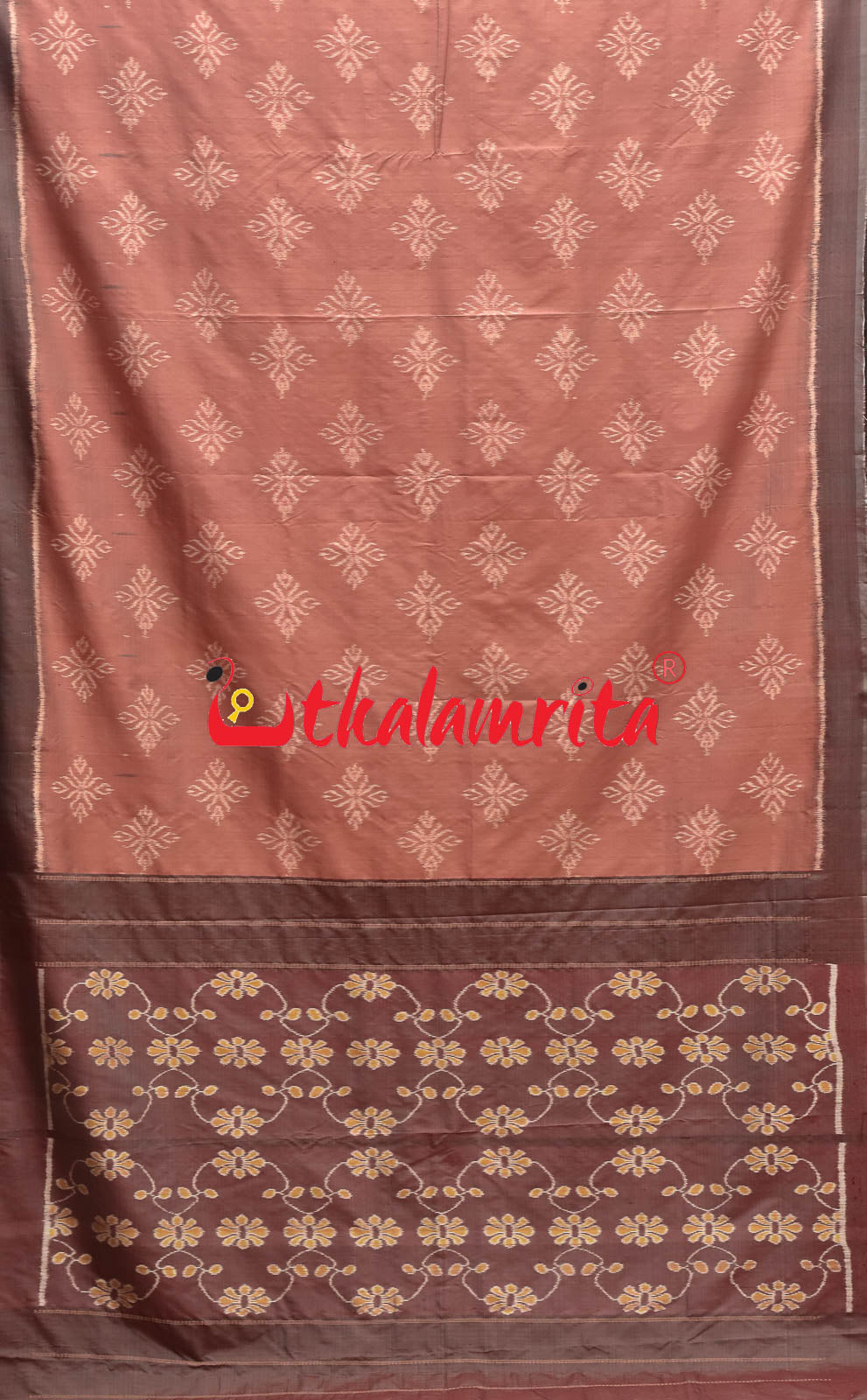 Natural Dye Big flower Ikat Khandua Silk Saree