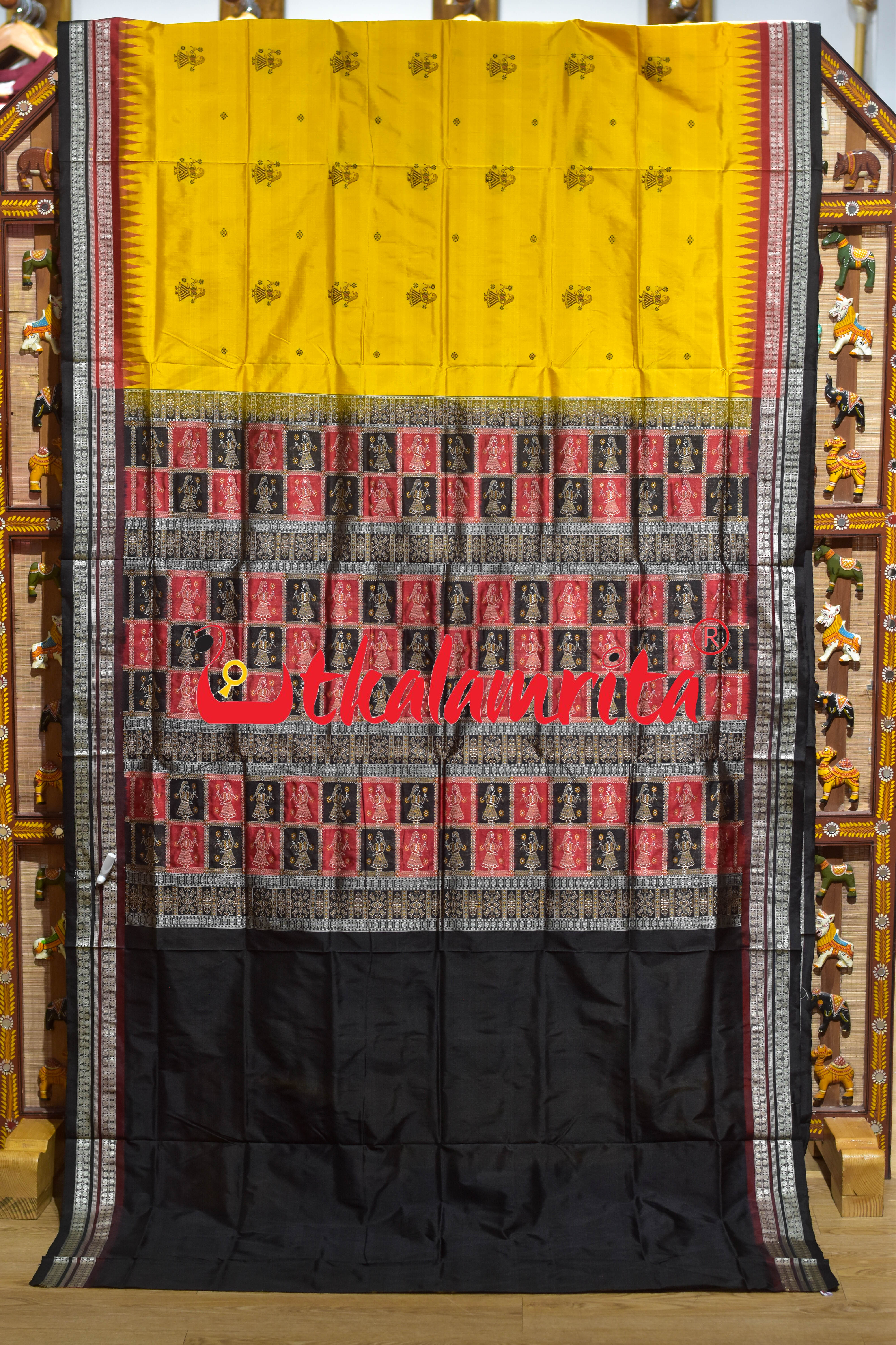 Mustard Double Border Doll Bomkai Silk