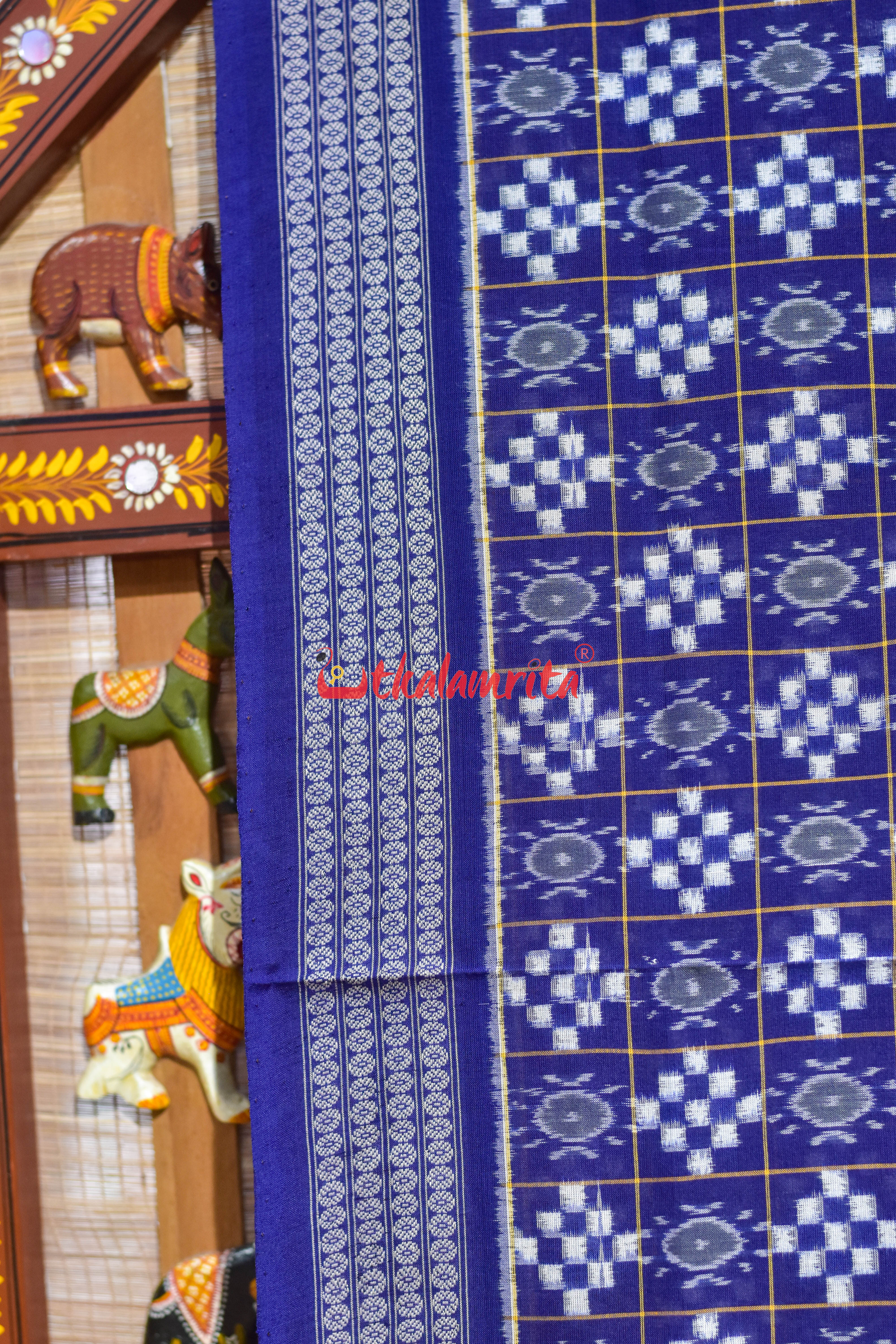 Grey Heart Scot Pasapali Sambalpuri Cotton Saree