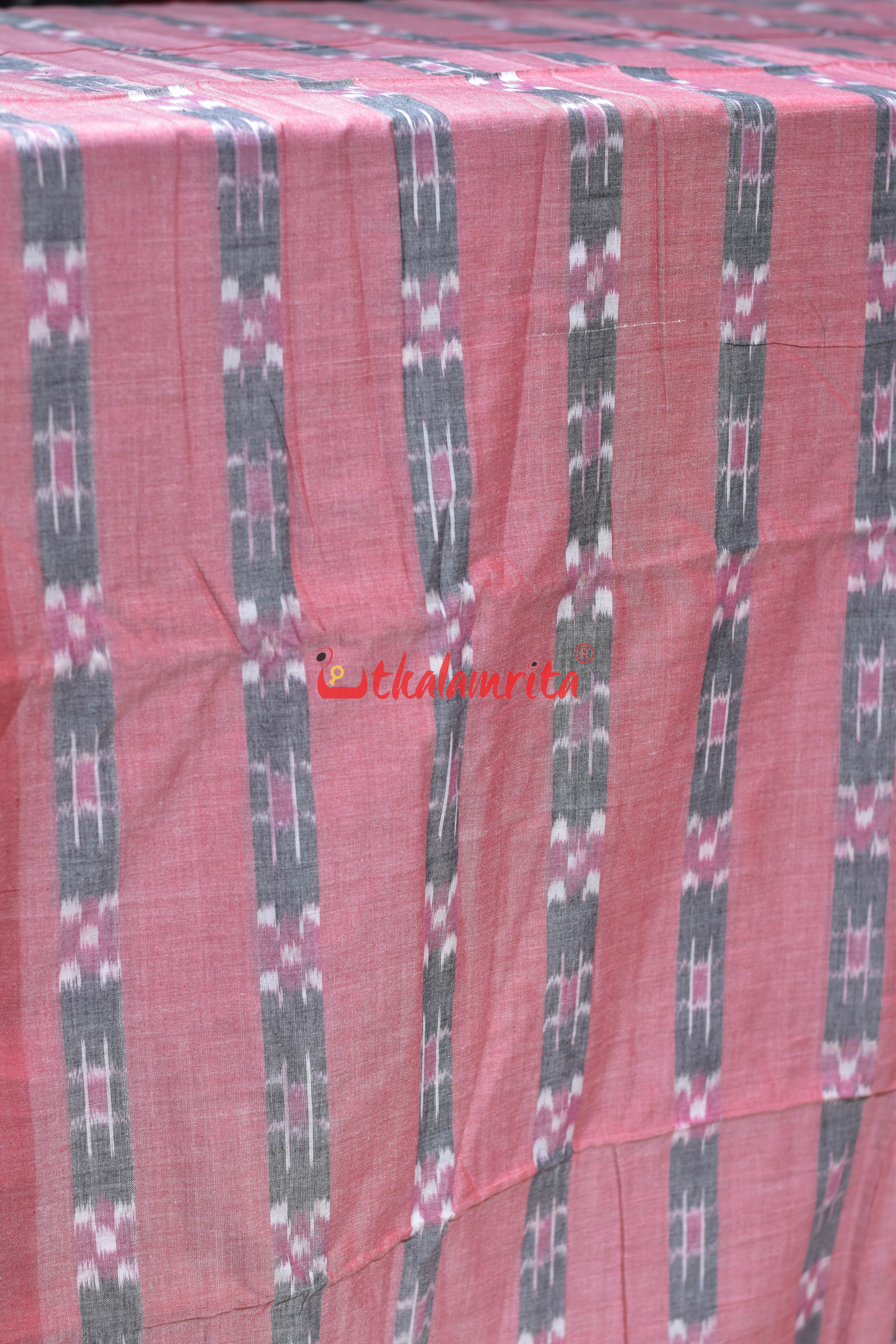 Peach Body Grey Lines Pasapali Cotton (Fabric)