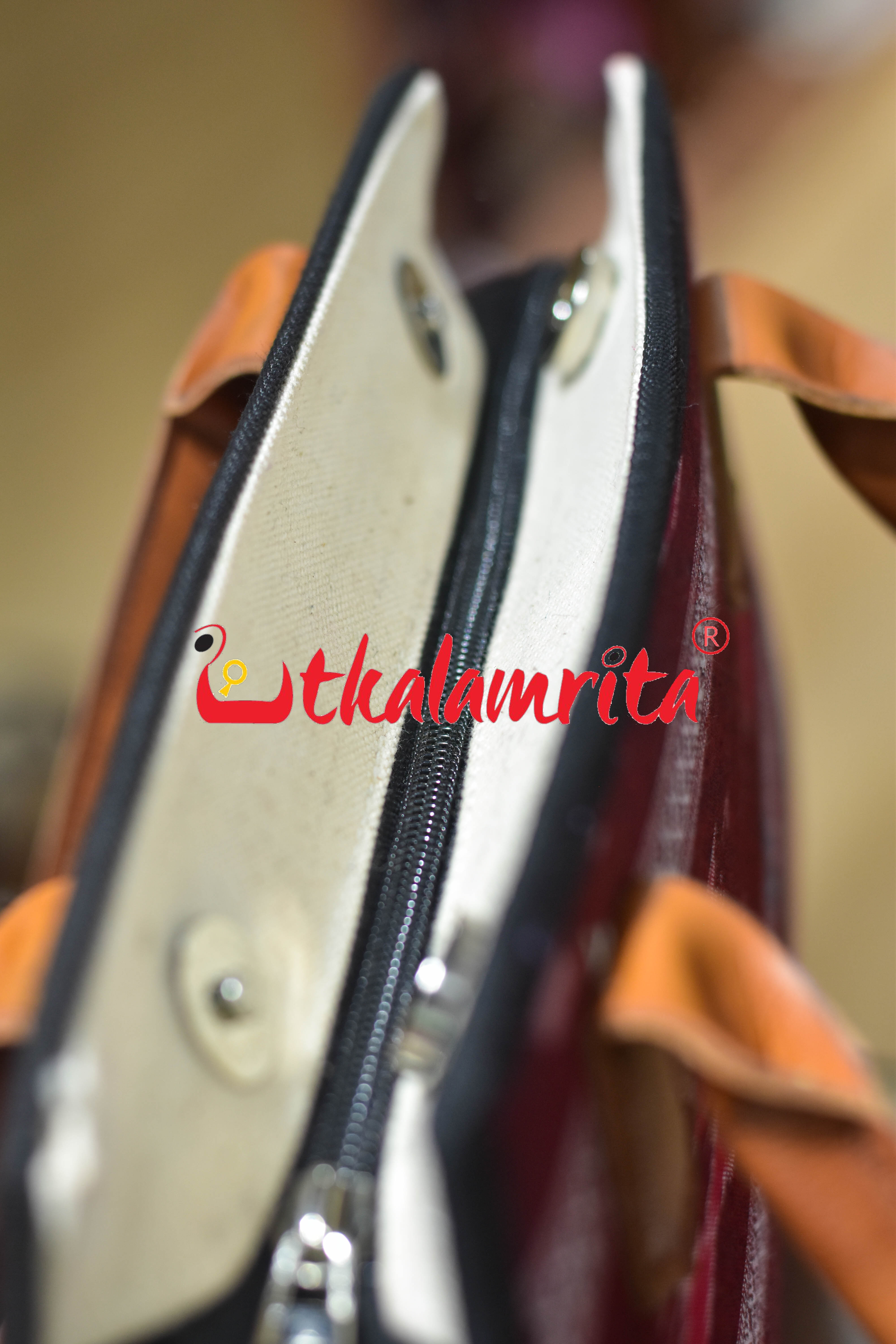 Maroon Butterfly Trapezium Vanity Bag