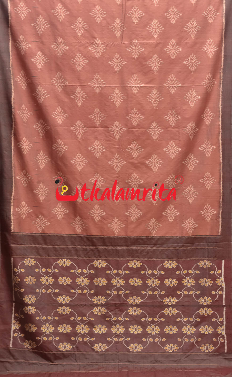 Natural Dye Big flower Ikat Khandua Silk Saree