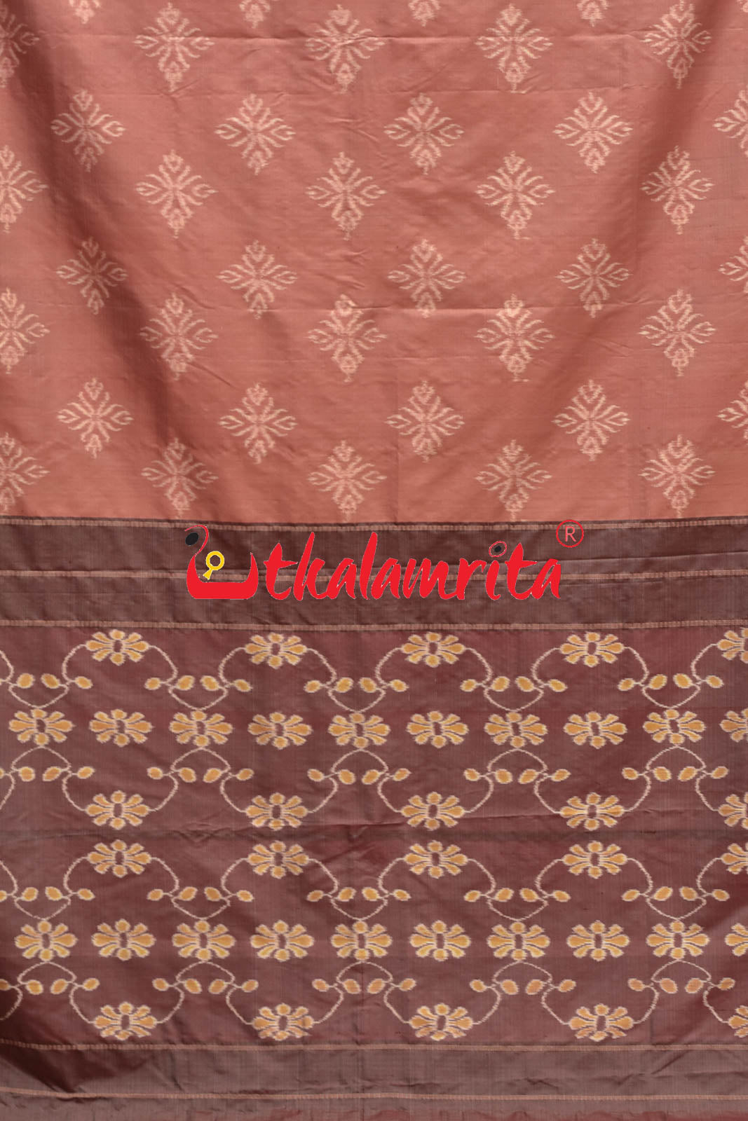 Natural Dye Big flower Ikat Khandua Silk Saree