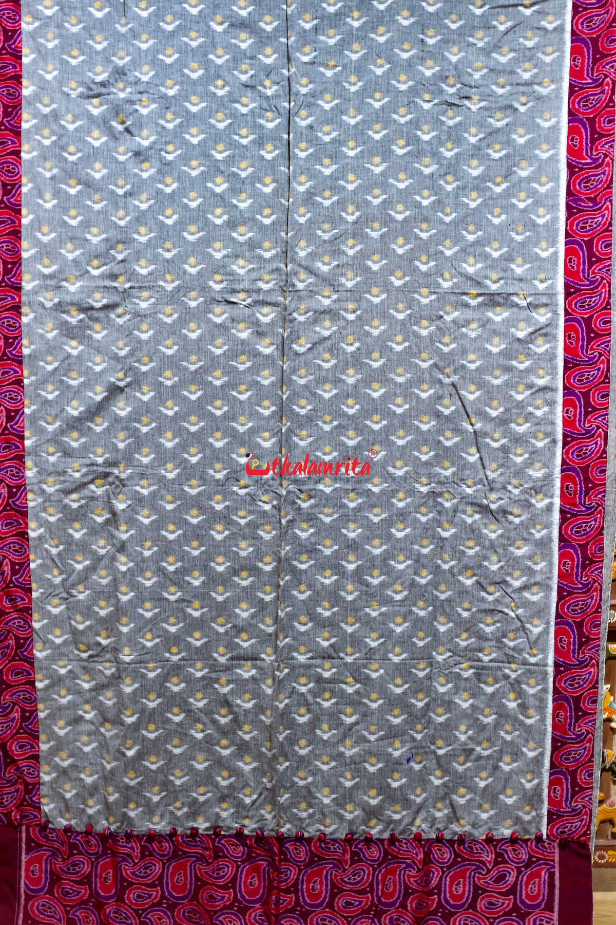 Grey Yellow Chandrika Maroon Amba Kasi Designer Saree