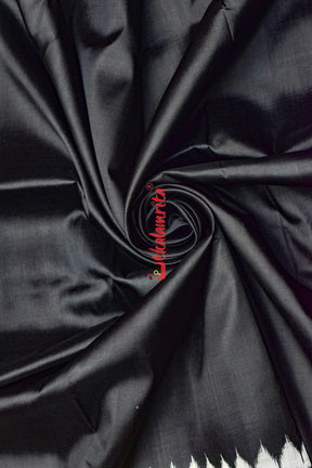 Black with Kumbha Border Khandua Silk (Fabric)