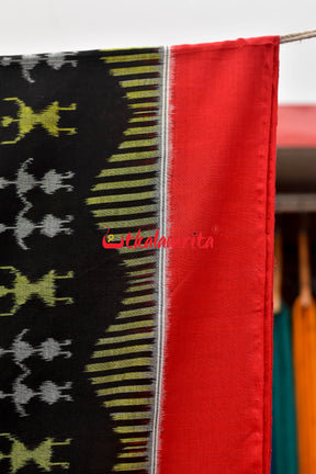 Borderless Tribal Black Sambalpuri Cotton Saree