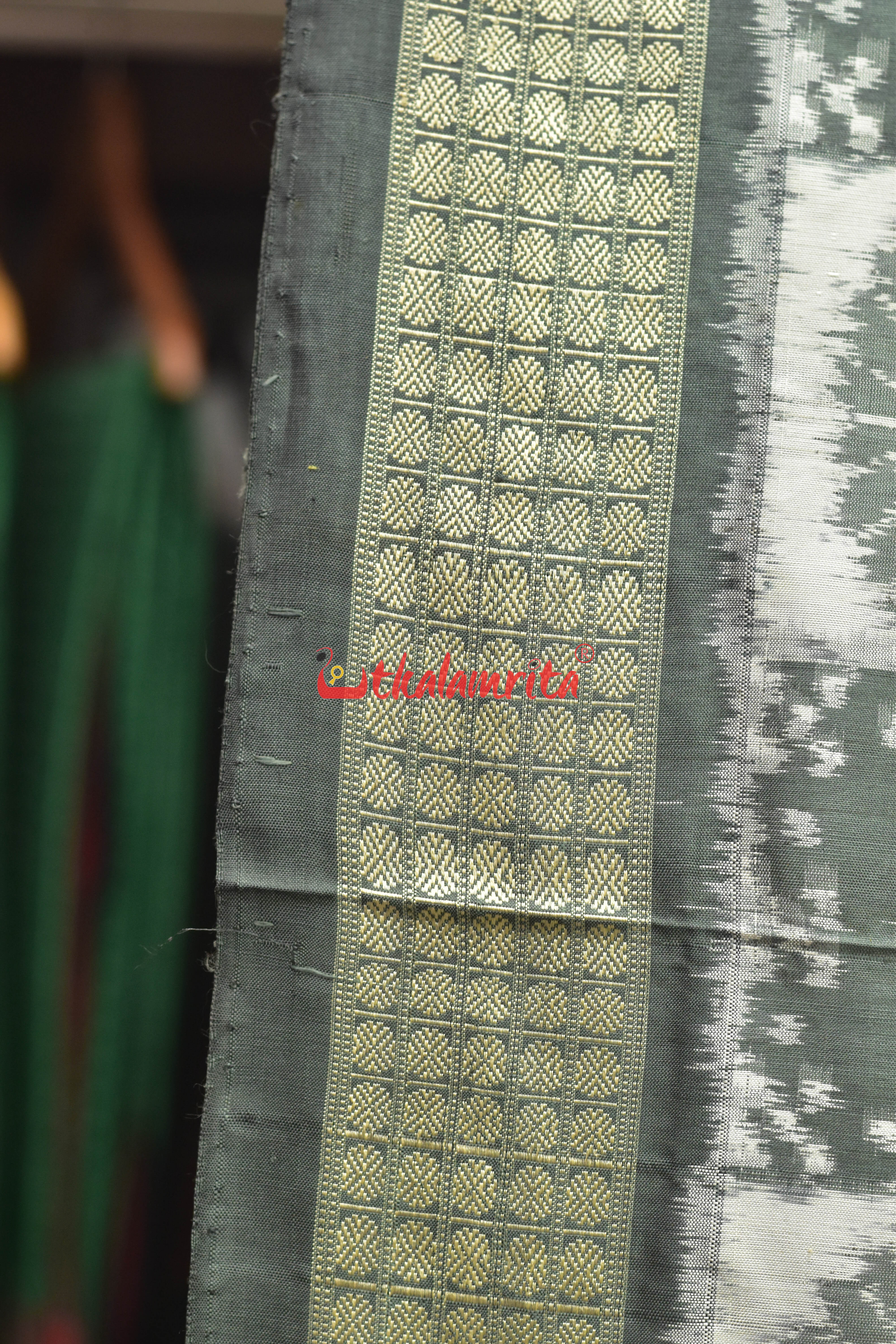 Flint Grey Pasapali Sambalpuri Silk Saree