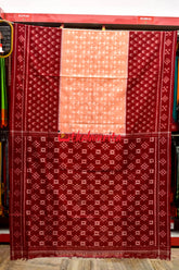 3D Peach Maroon Anchal Chain Khandua Cotton Saree