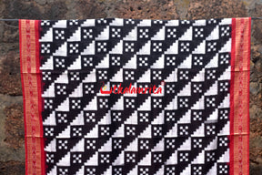 Diagonal Pasapali Black White Cotton Saree