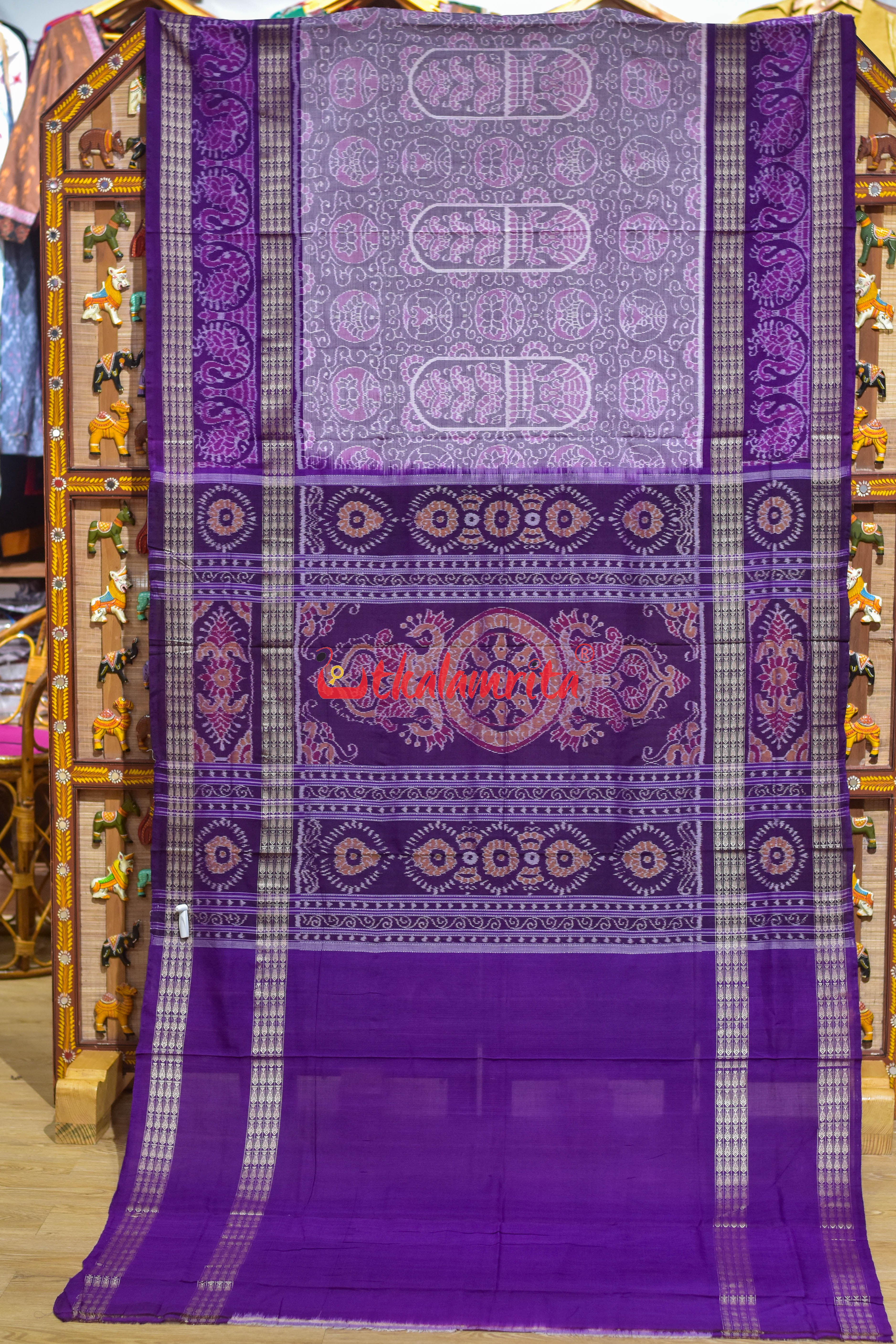 Purple Scot Mayura Sambalpuri Cotton Saree
