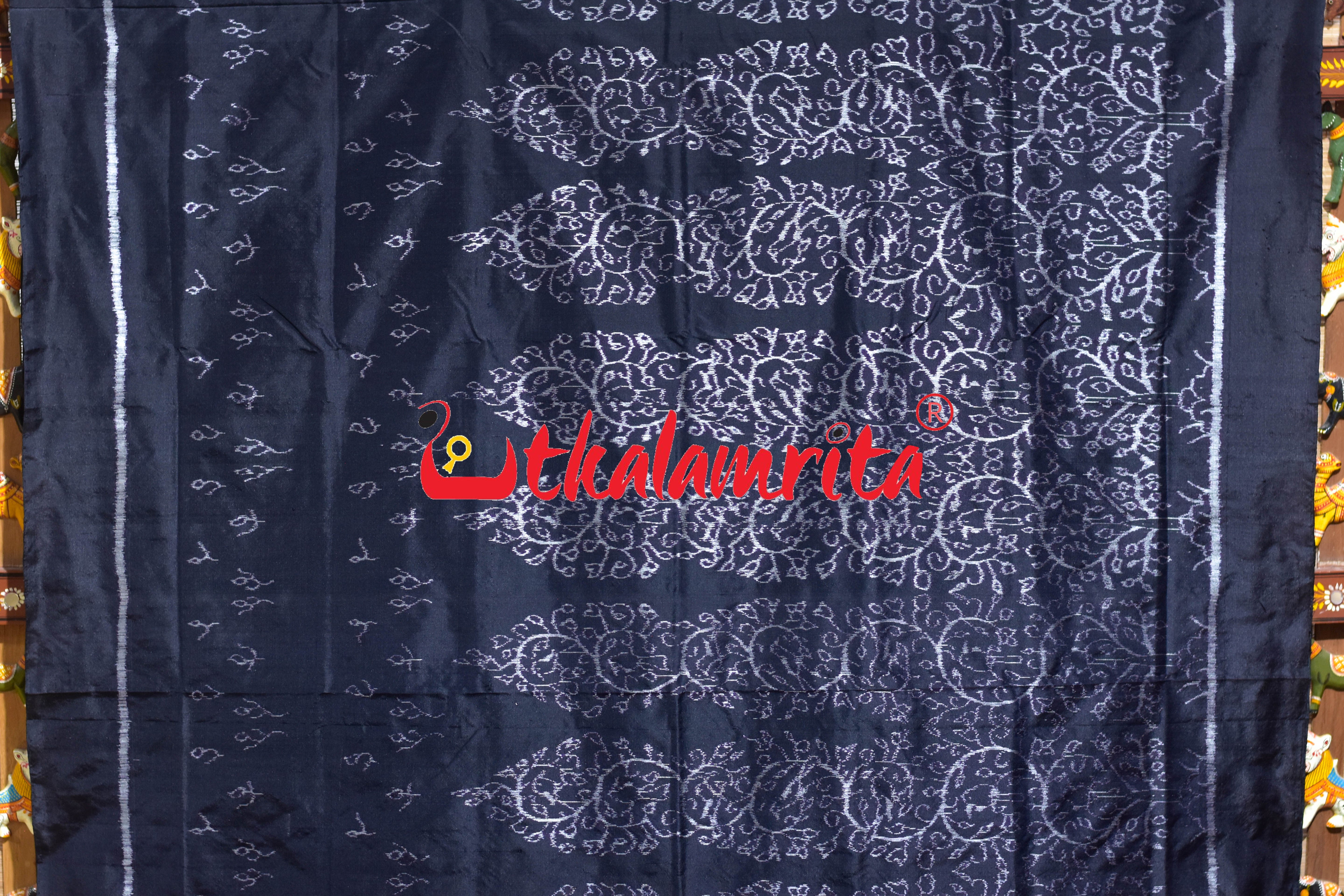 Black White Dhadi Lata Sambalpuri Silk Saree