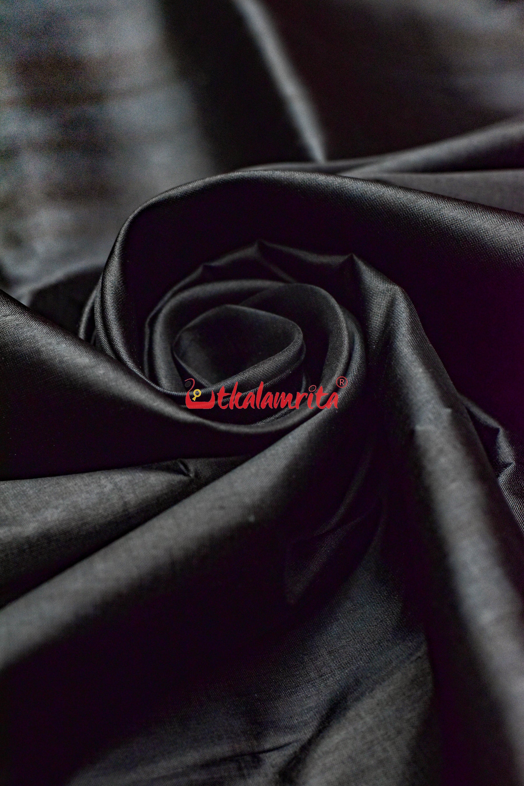 Black with Kumbha Border Khandua Silk (Fabric)