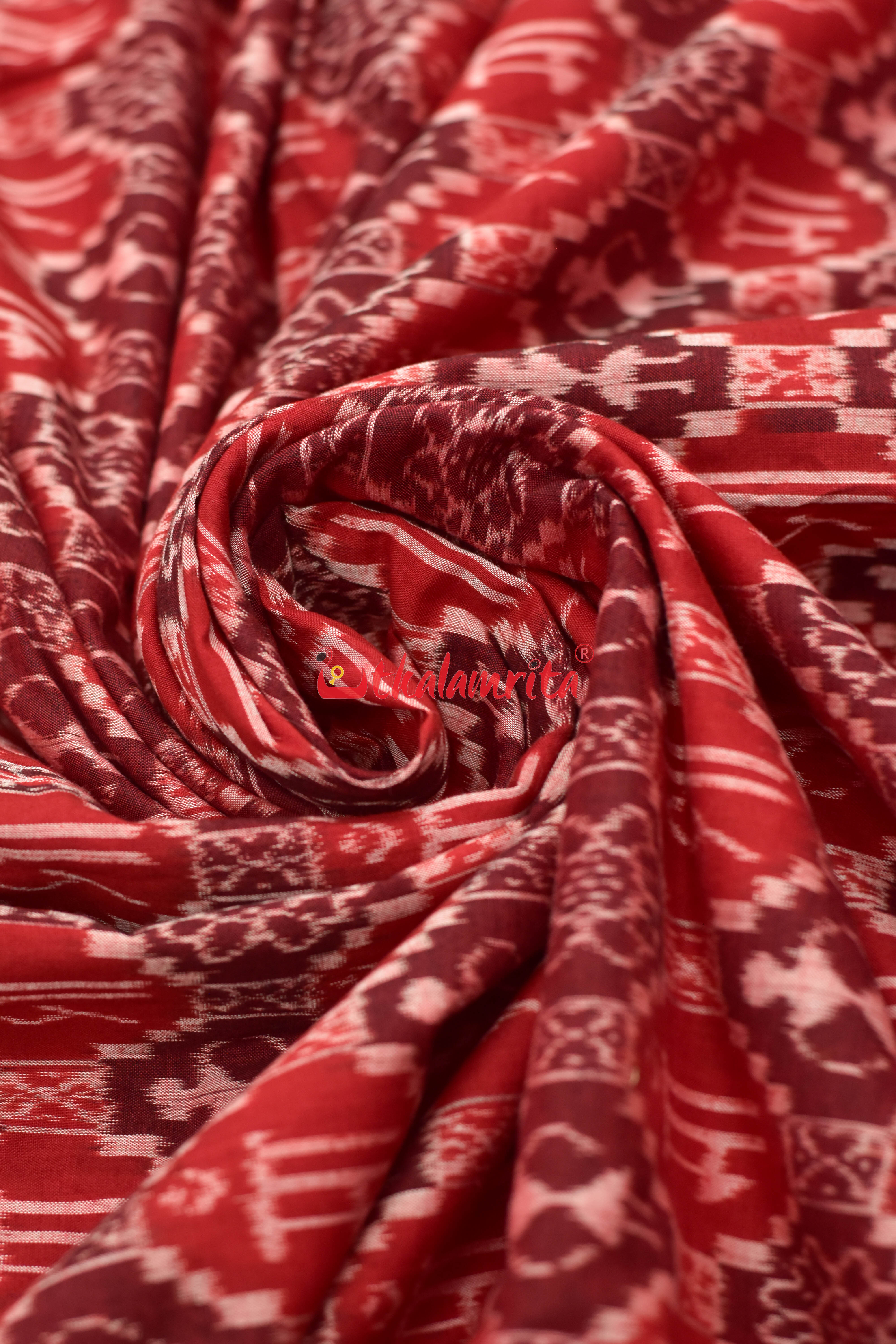 Maa Red Maroon Sambalpuri Cotton (Fabric)