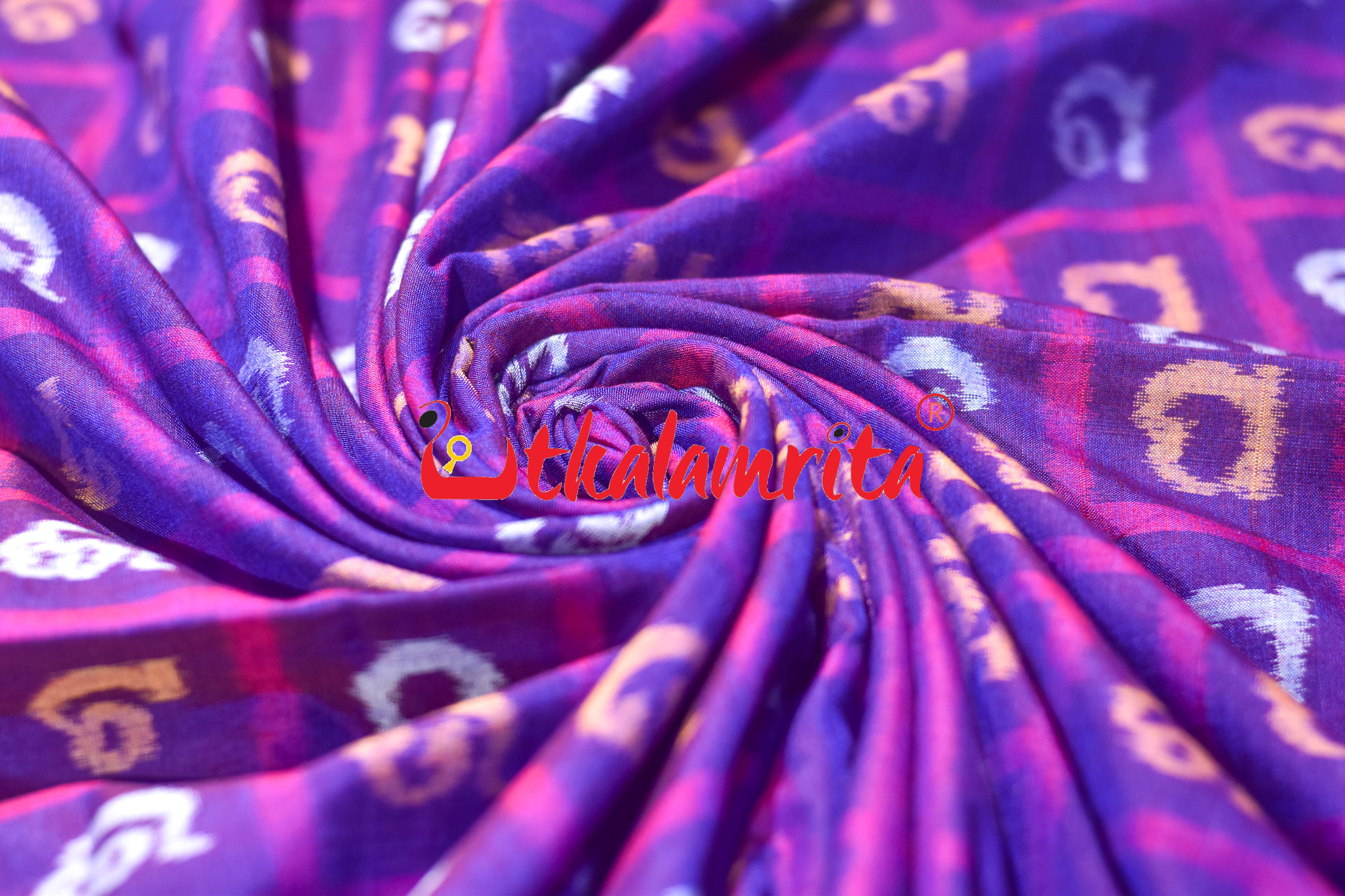 Purple Kothi Odia Alphabets Sambalpuri Cotton (Fabric)