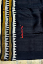 Black with Kumbha Border Khandua Silk (Fabric)