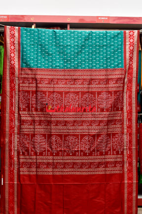 Sea Green Kadha Pasapali Border Sambalpuri Silk