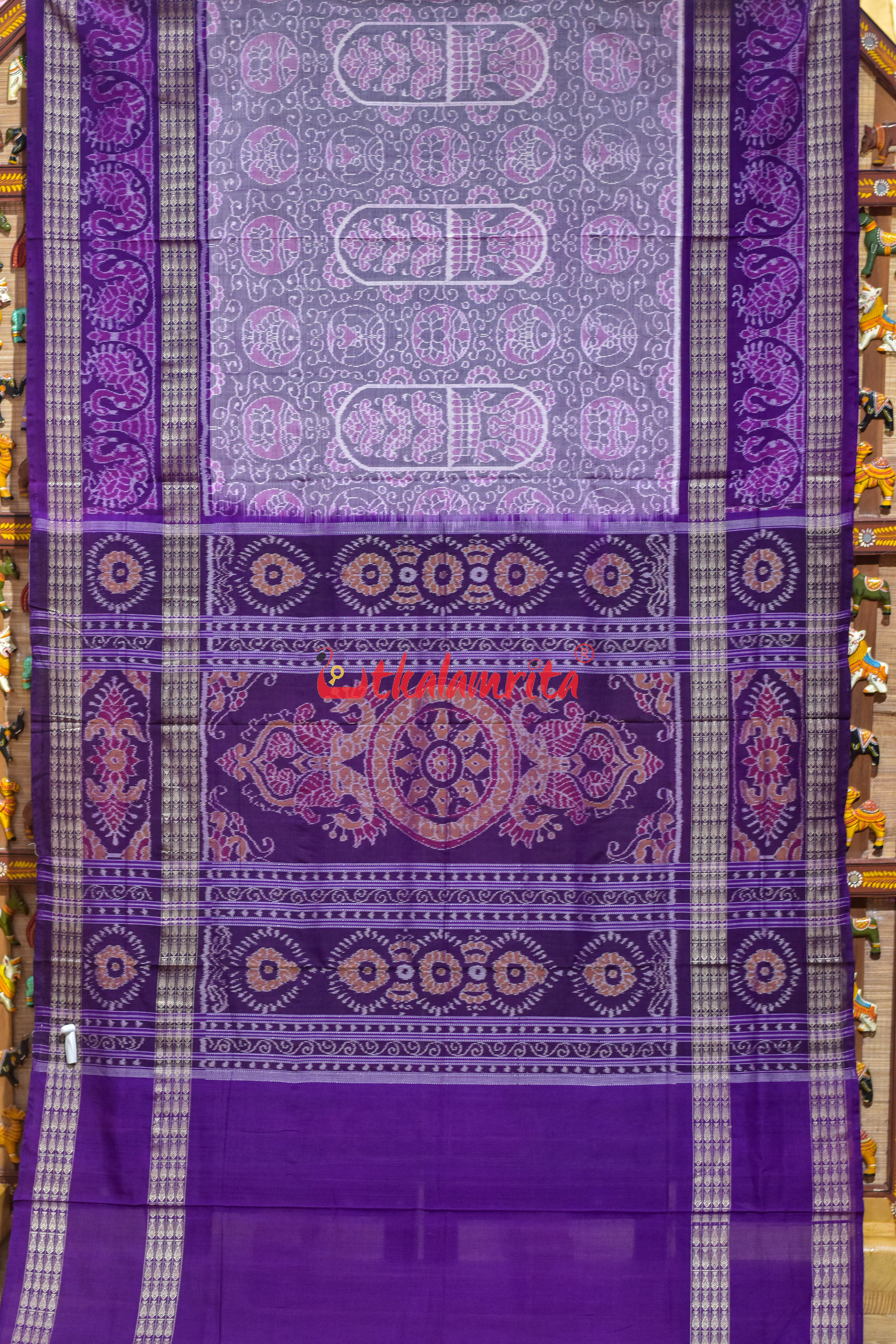 Purple Scot Mayura Sambalpuri Cotton Saree