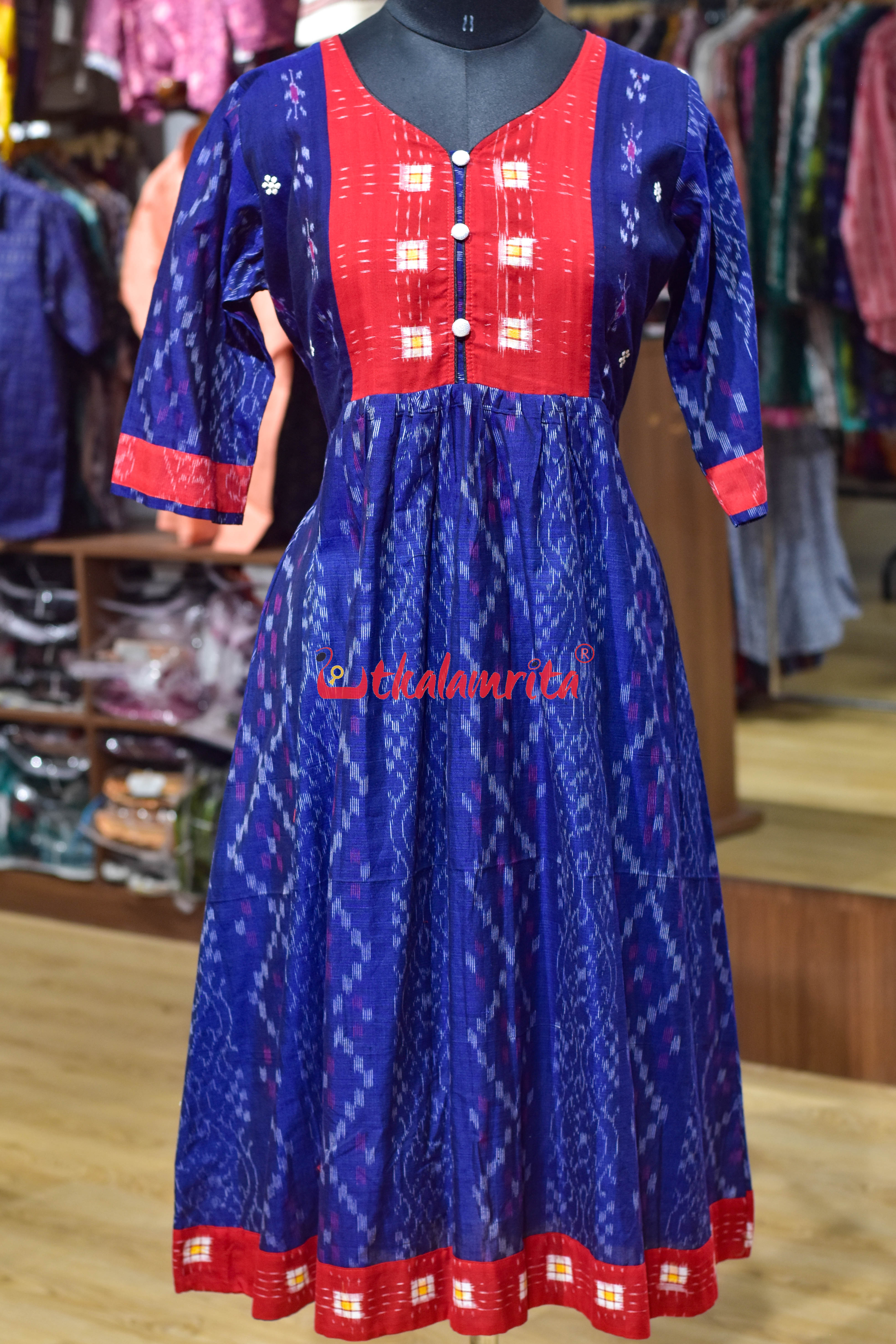 Blue Ember Ikat Charm (Ladies Kurti)