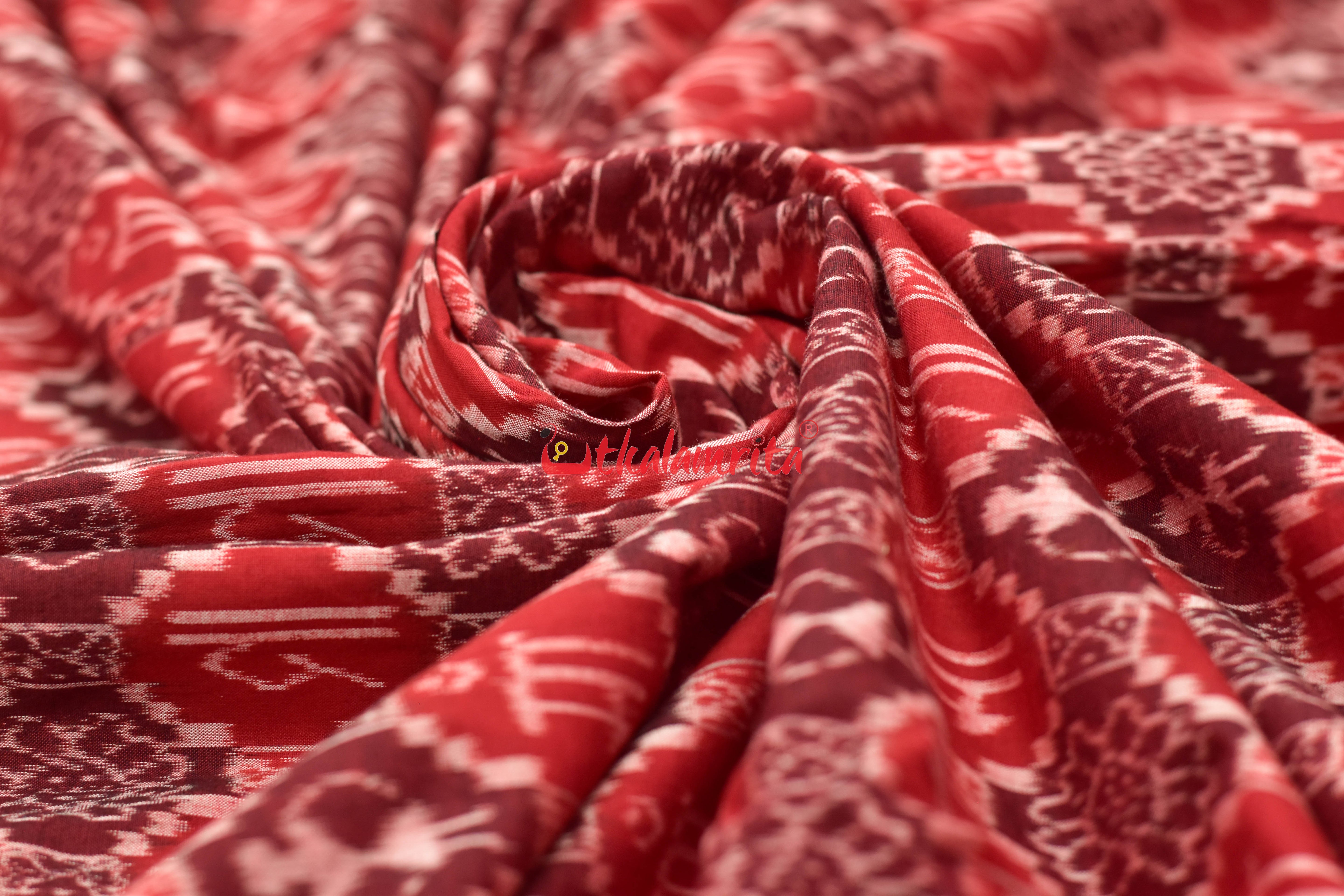 Maa Red Maroon Sambalpuri Cotton (Fabric)