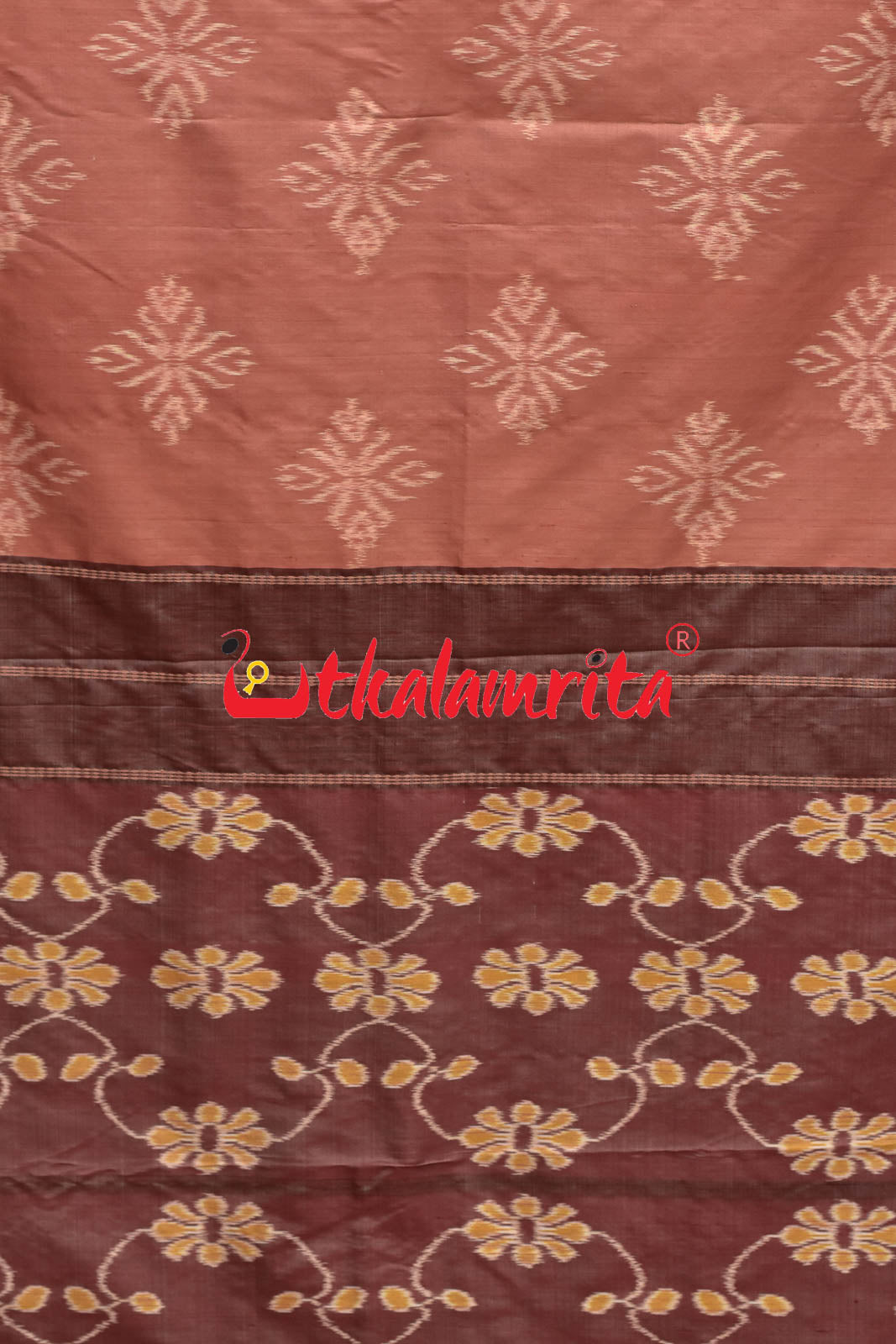 Natural Dye Big flower Ikat Khandua Silk Saree