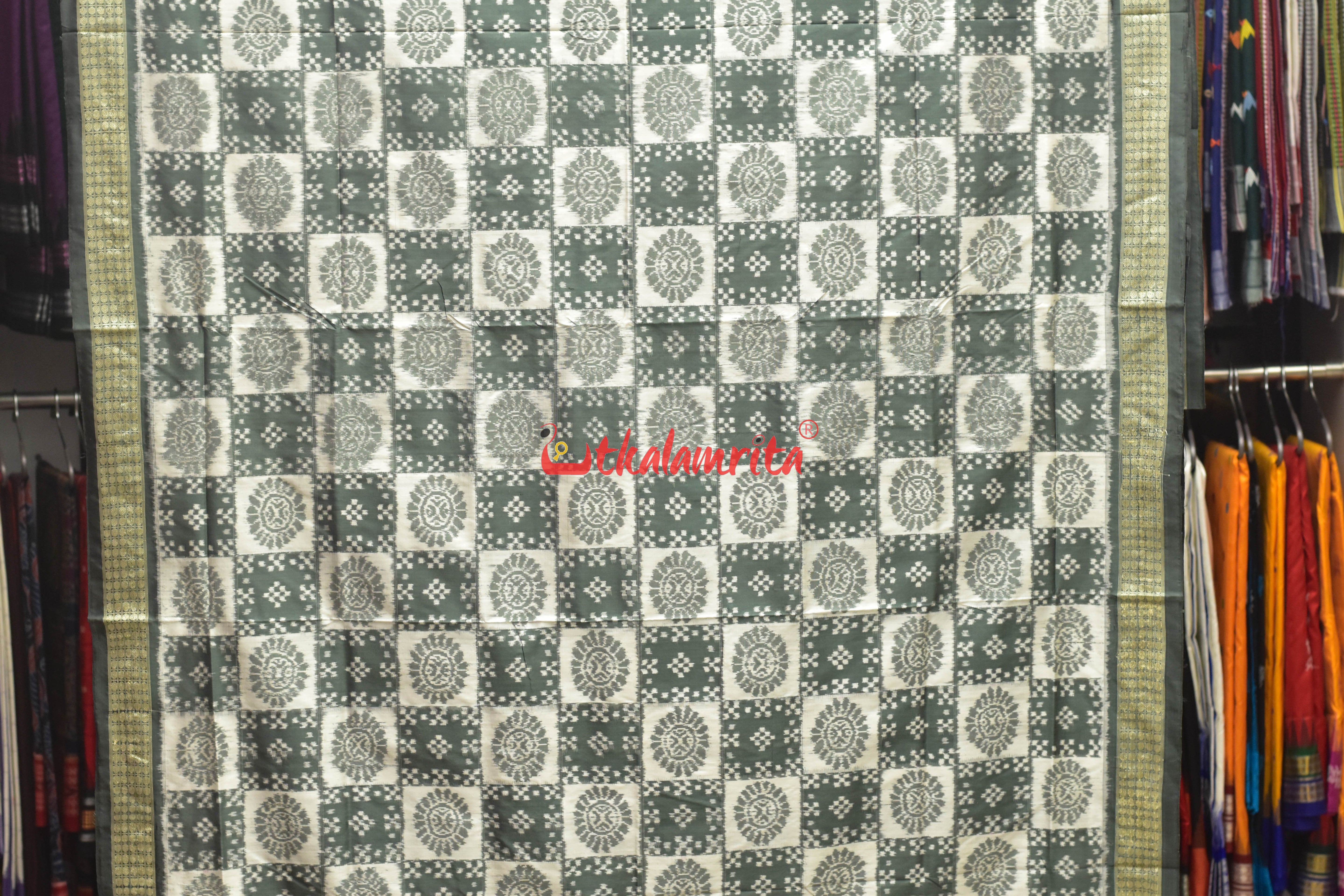 Flint Grey Pasapali Sambalpuri Silk Saree