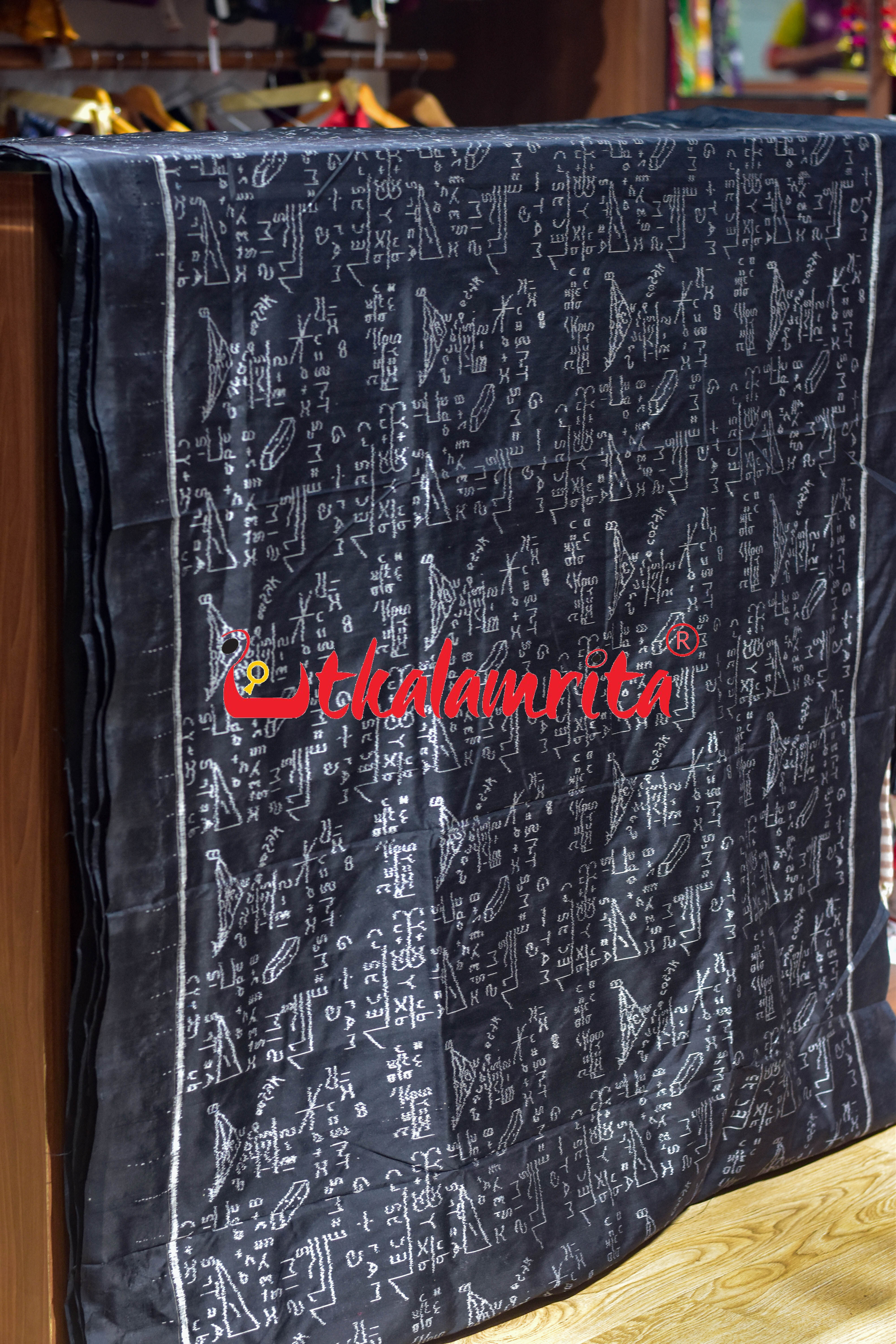 Black Shri Ganeet Mathematics Silk (Fabric)
