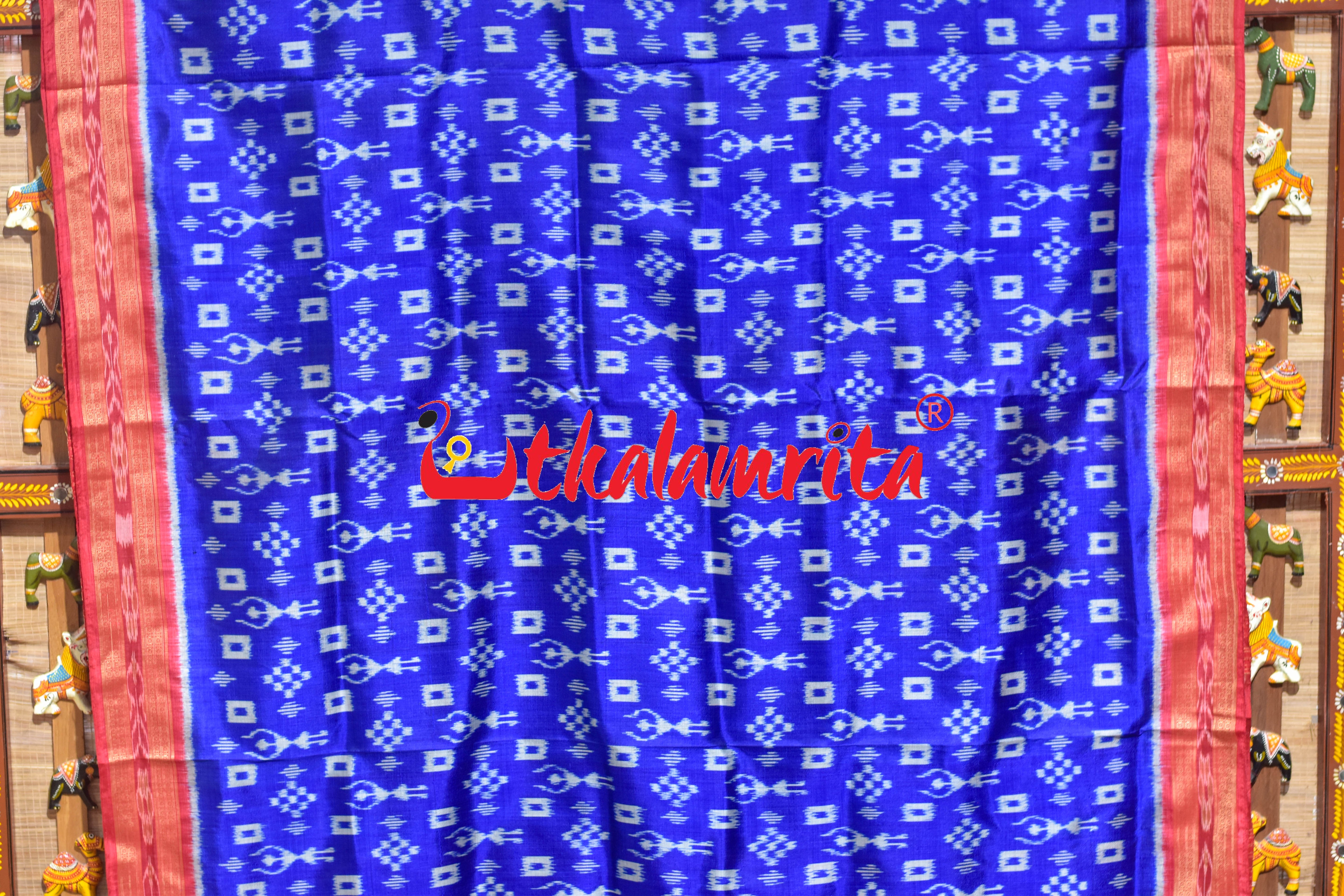 Blue Red Tribal Pasapali Khandua Silk Saree