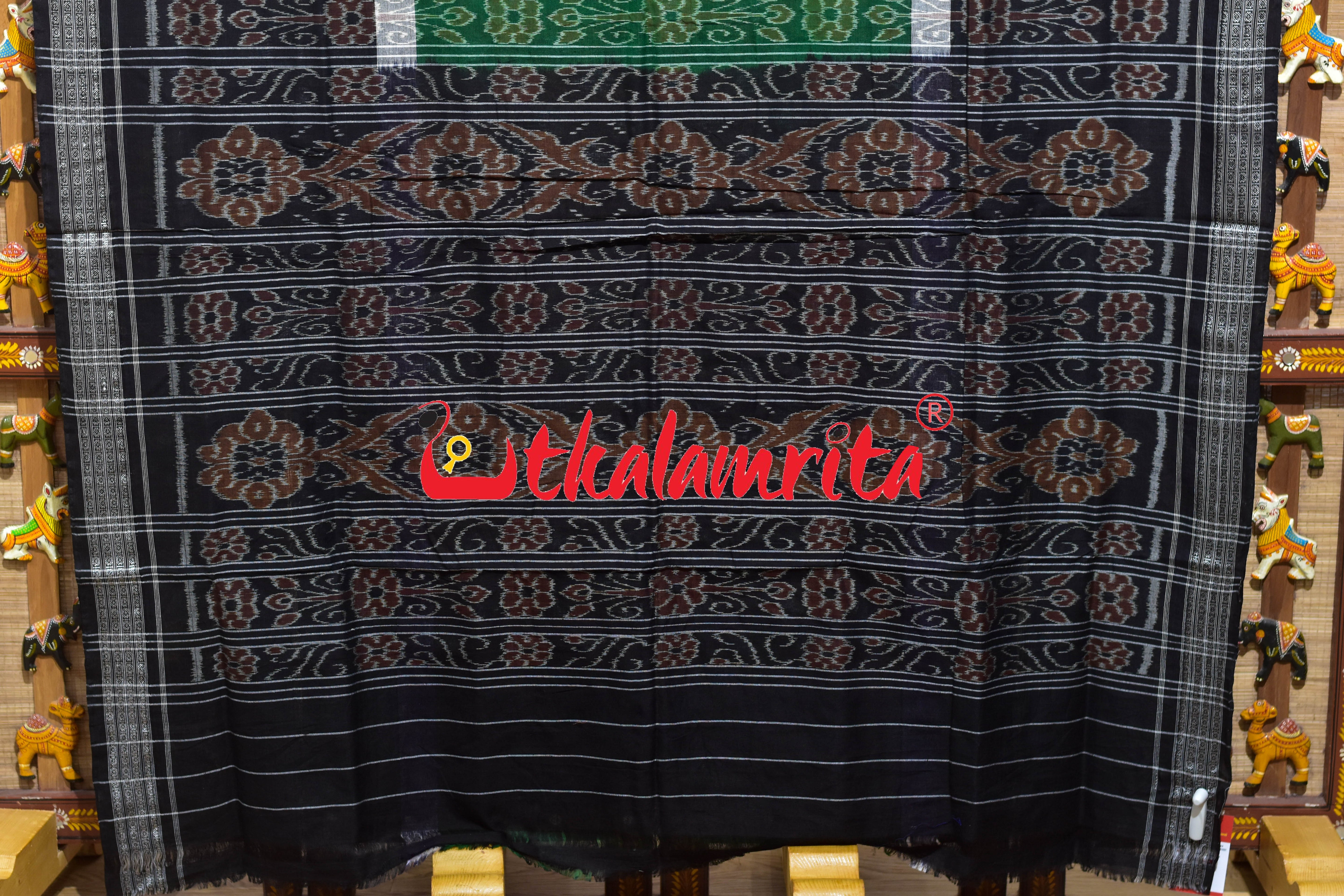 Green Red Double Shade Pasapali Border Khandua Cotton Saree