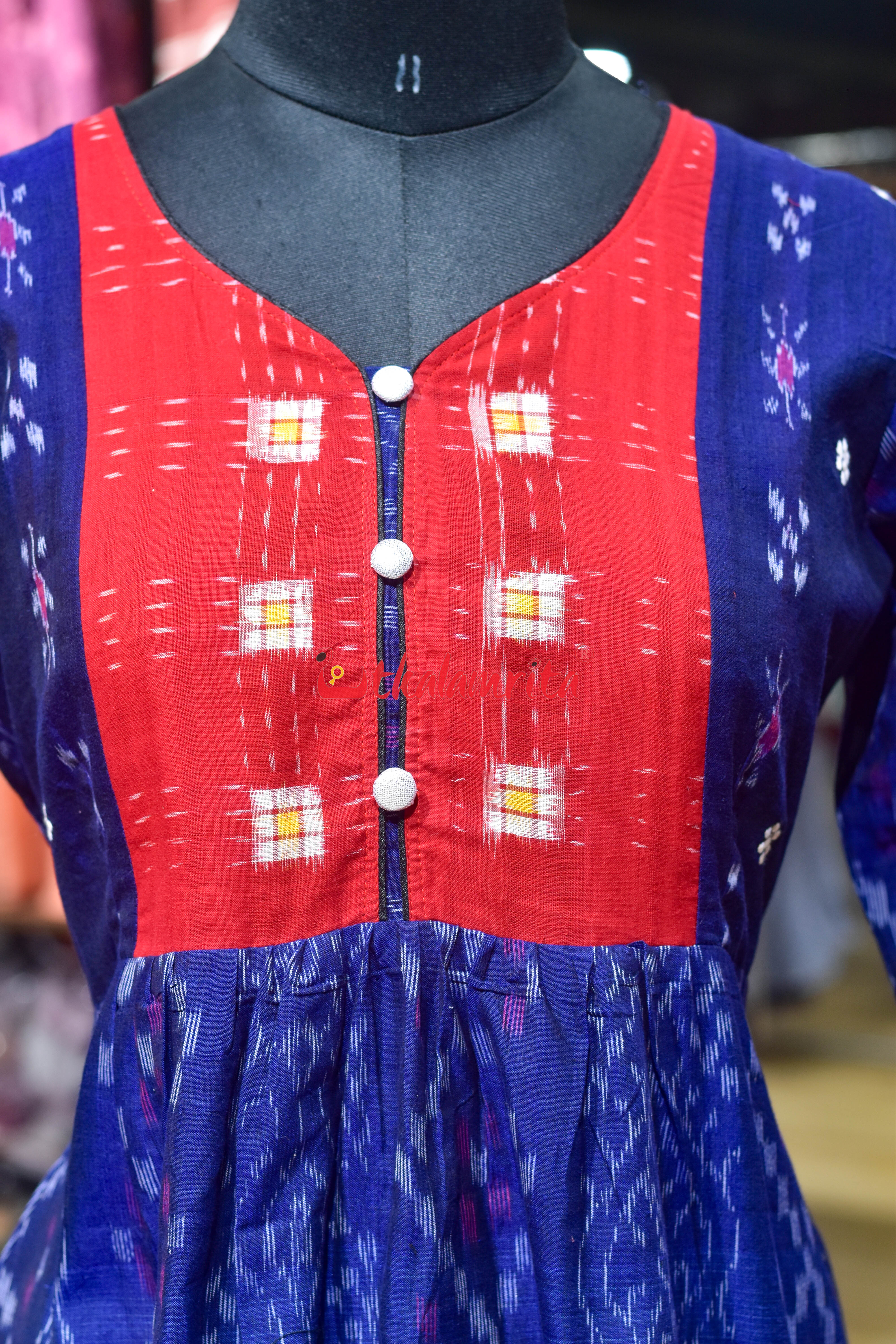 Blue Ember Ikat Charm (Ladies Kurti)