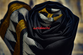 Black with Kumbha Border Khandua Silk (Fabric)