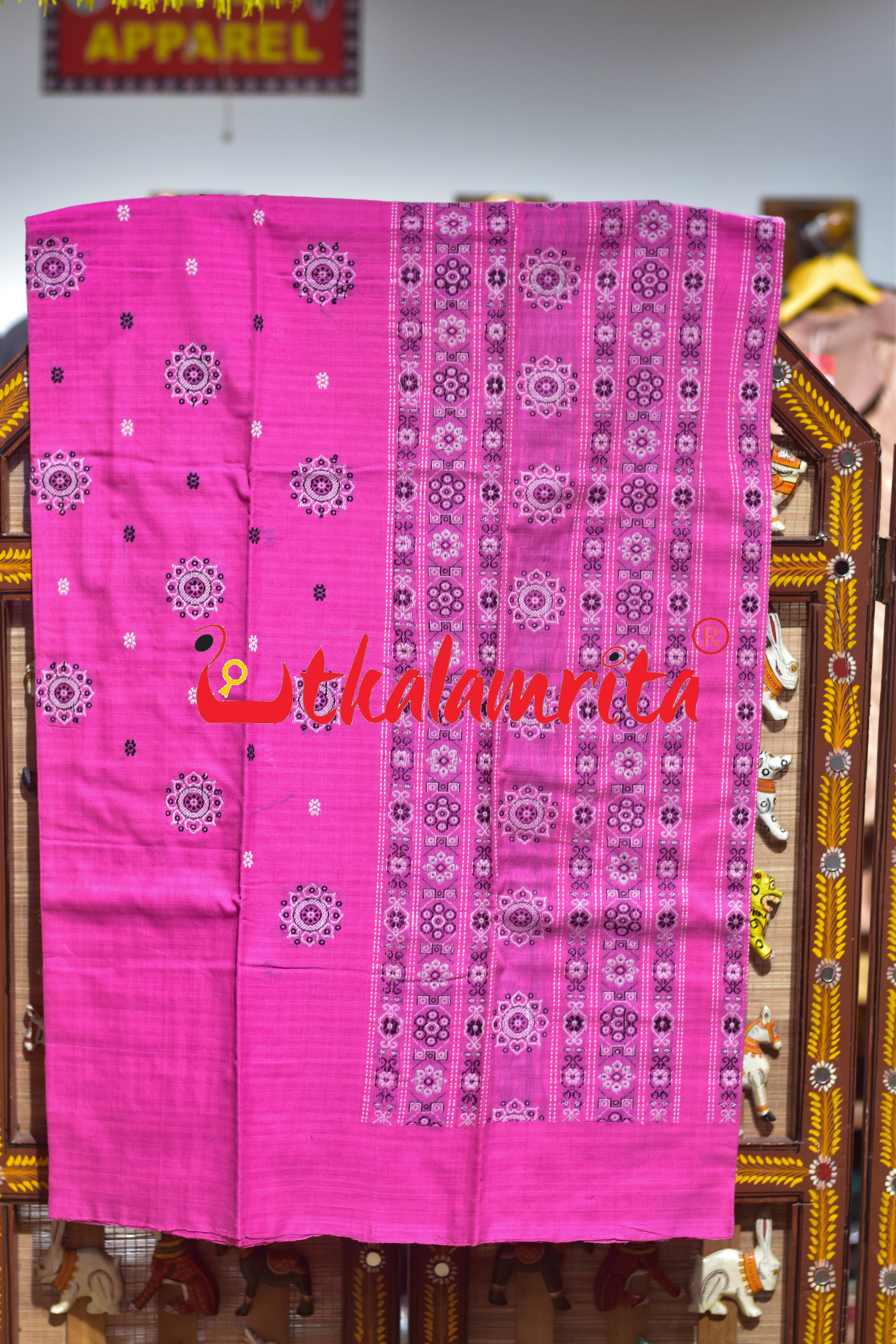 Pink Black Flower Bomkai Dress Set
