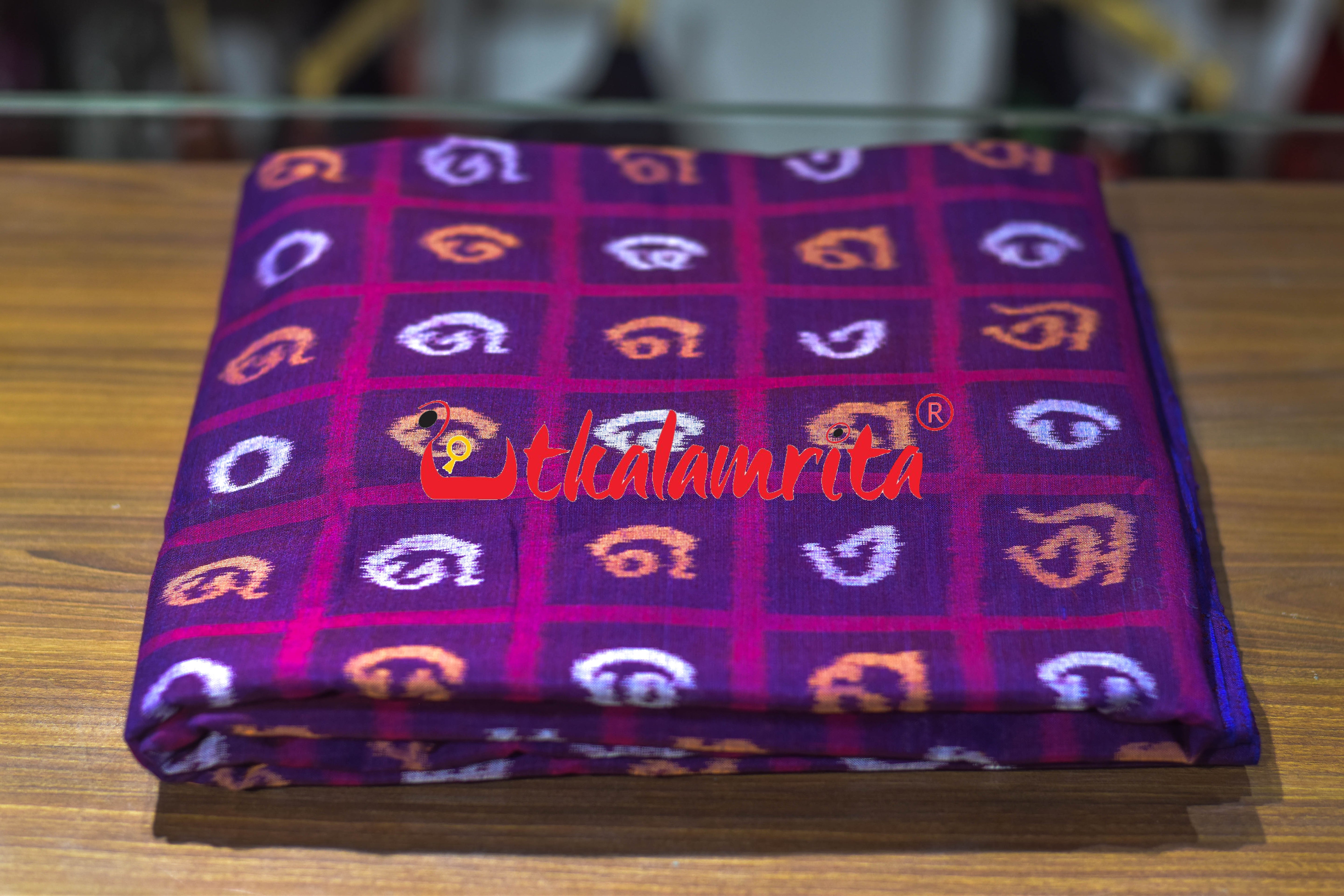 Purple Kothi Odia Alphabets Sambalpuri Cotton (Fabric)