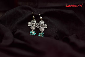 Turquoise Silver Flower Danglers