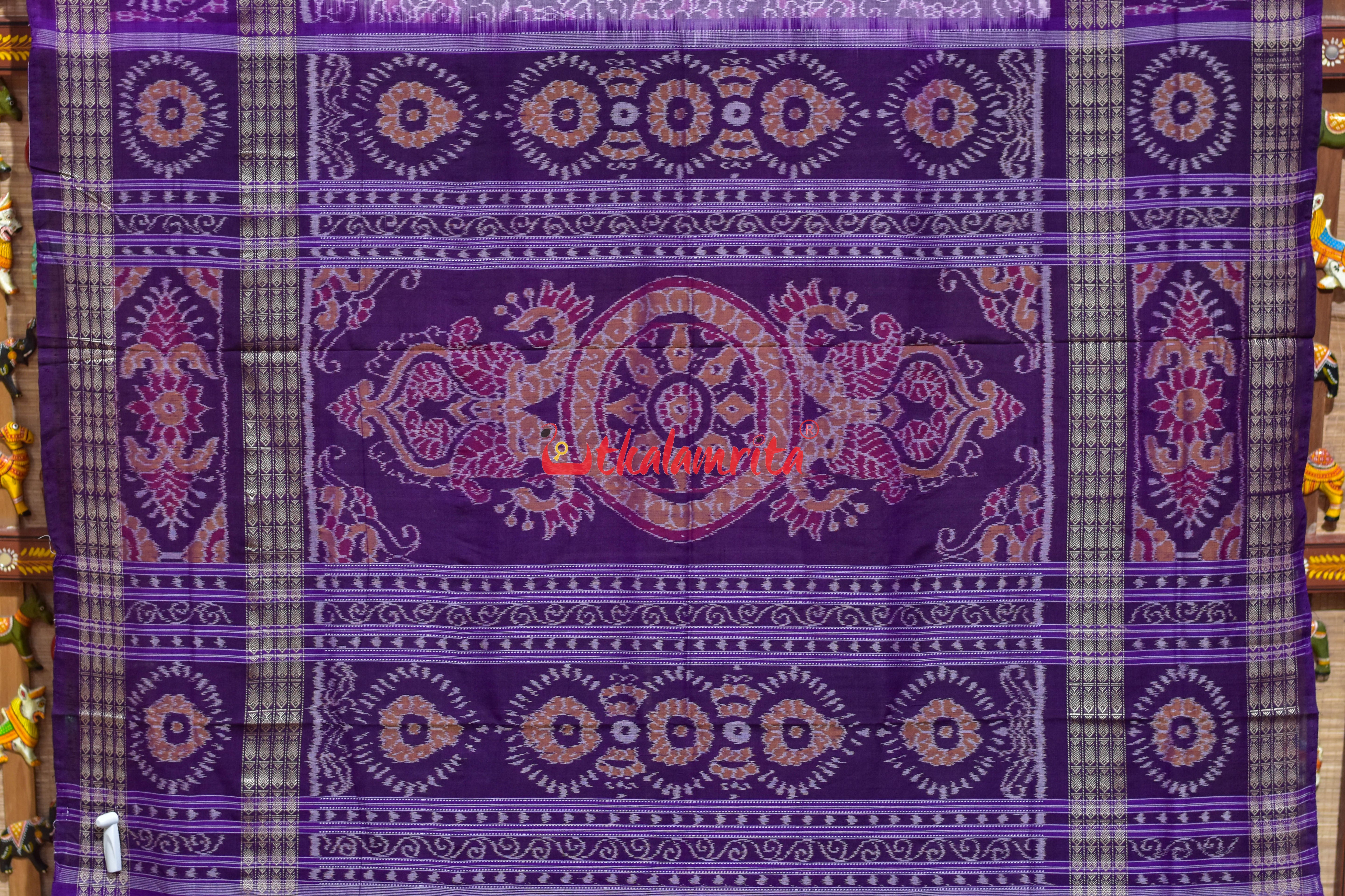Purple Scot Mayura Sambalpuri Cotton Saree