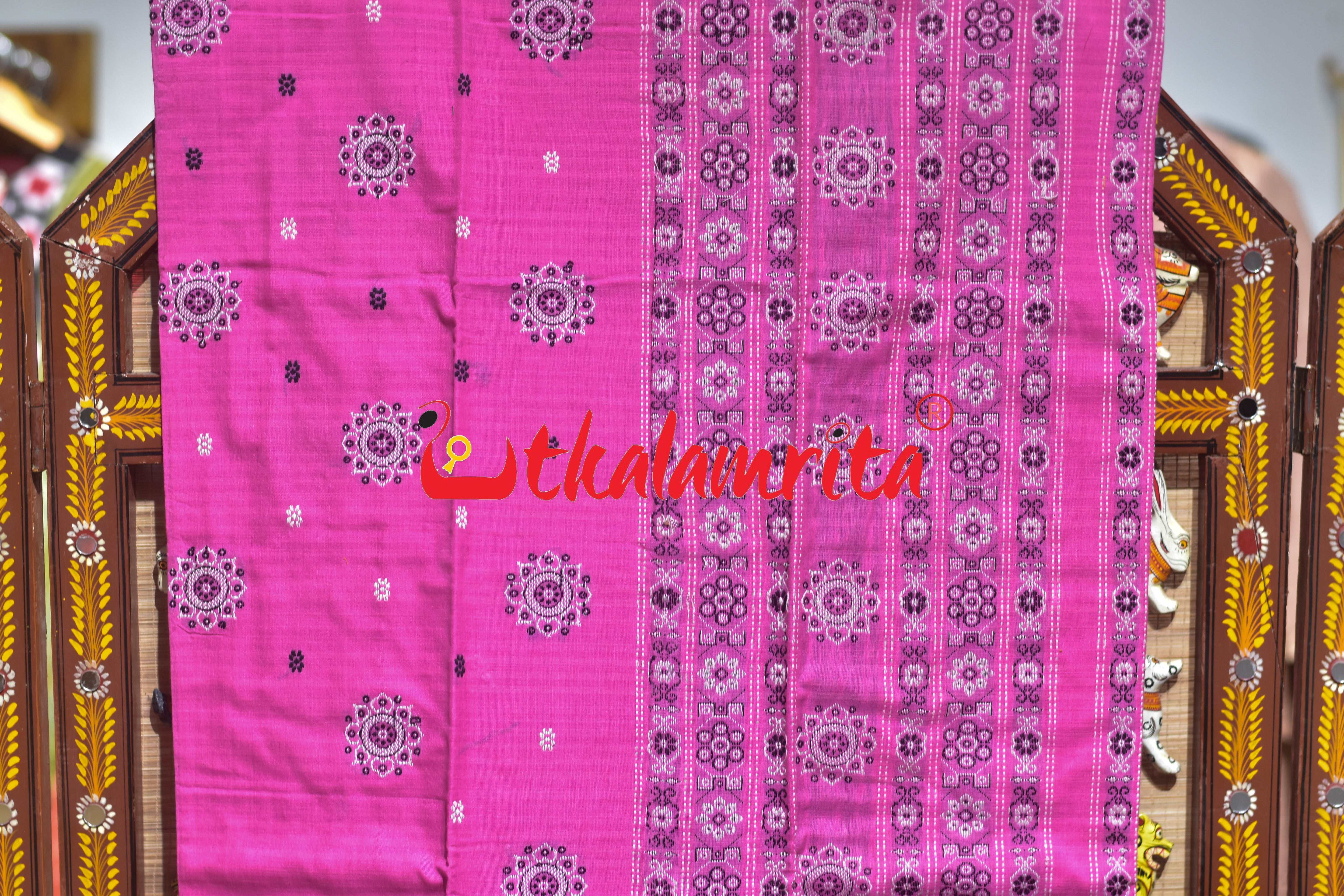 Pink Black Flower Bomkai Dress Set