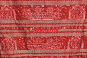 Jungle Black Red Sambalpuri Silk Saree